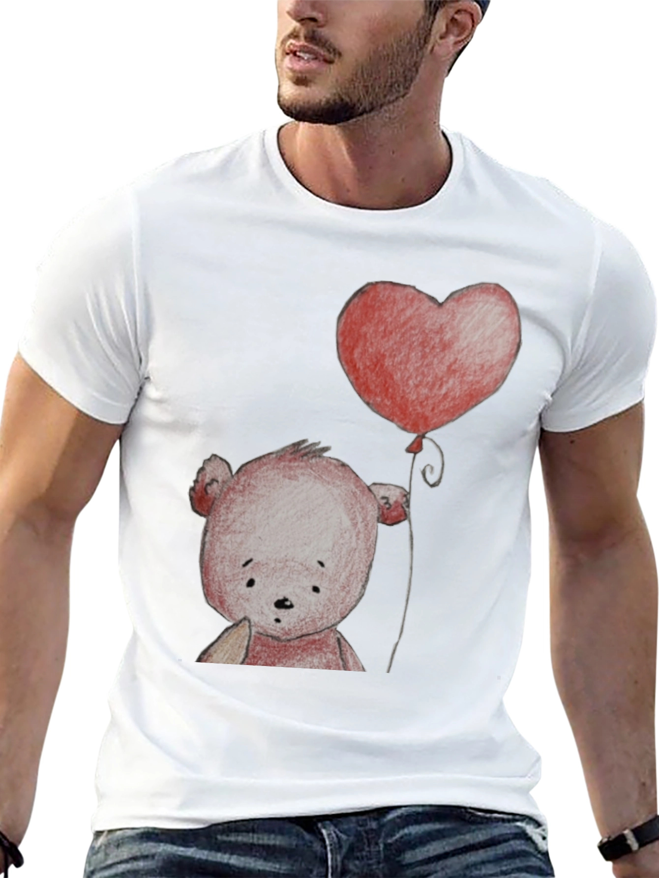 Heart Balloon Teddy Bear Graphic T-Shirt