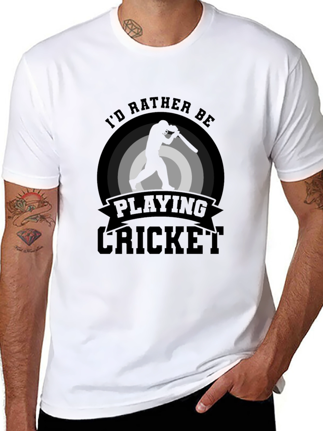 Cricket Player T-Shirt - Id Rather Be Playing Cricket