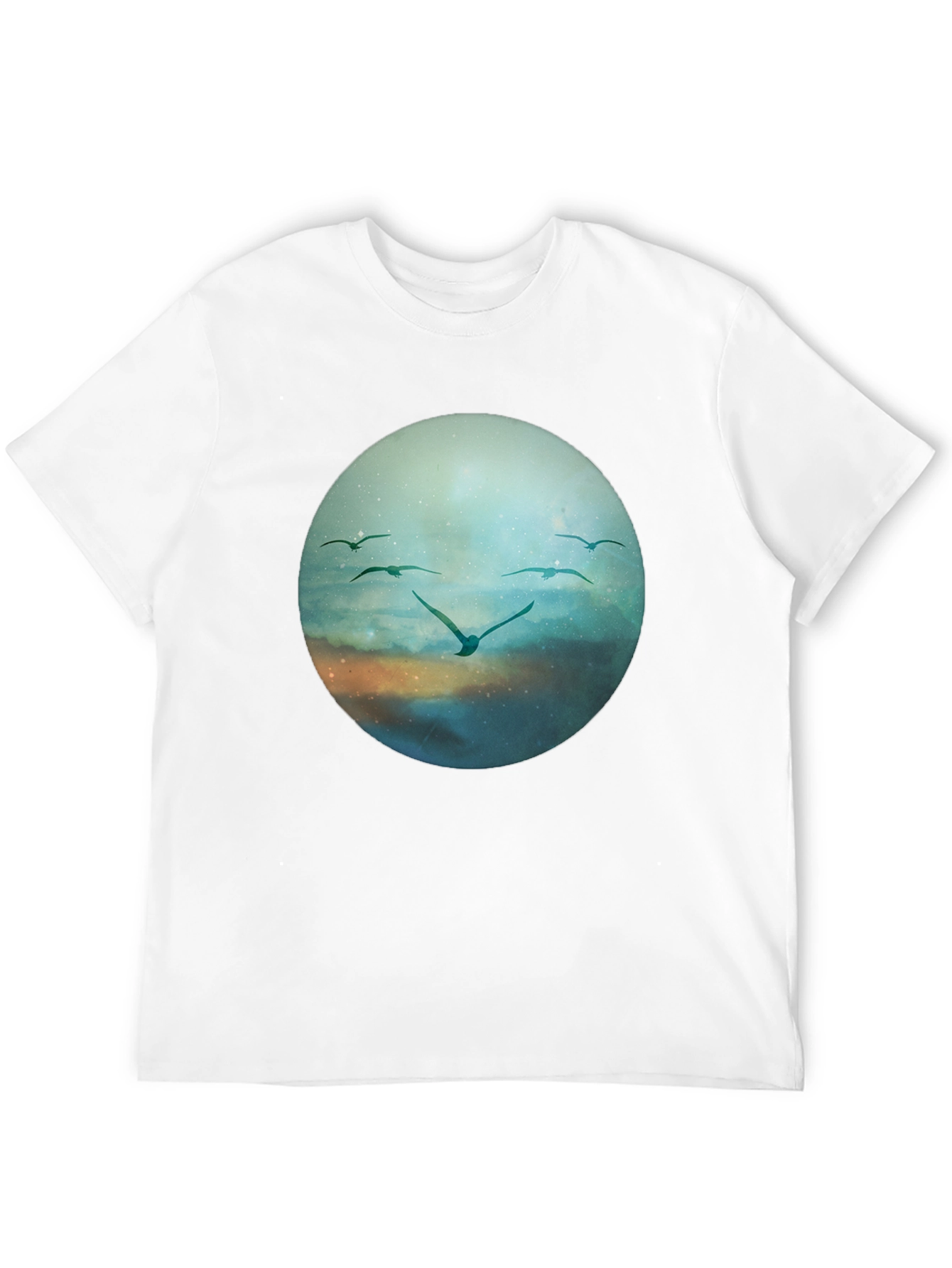 Bird Flight Graphic Tee - Black Cotton T-Shirt