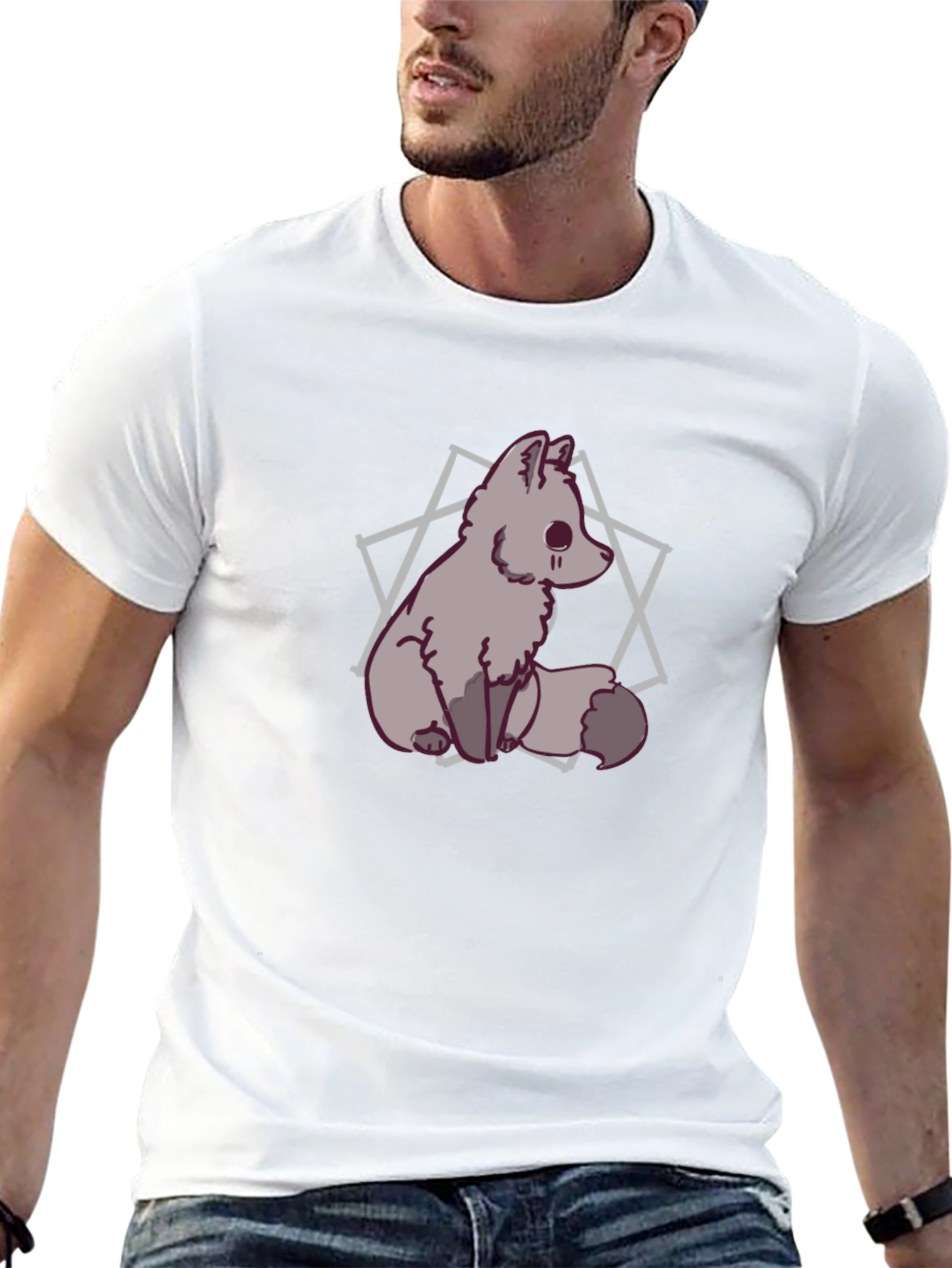 Cute Fox Graphic T-Shirt - Mens Black Tee