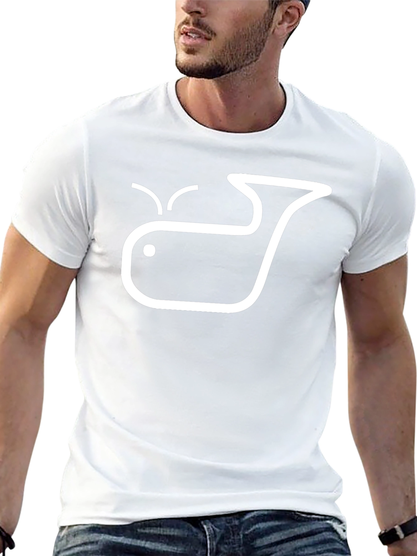 Whale Graphic Tee - Black Crew Neck