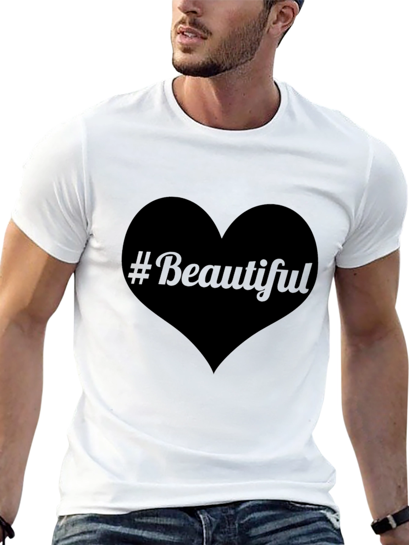 #Beautiful Heart Black T-Shirt - Stylish & Trendy