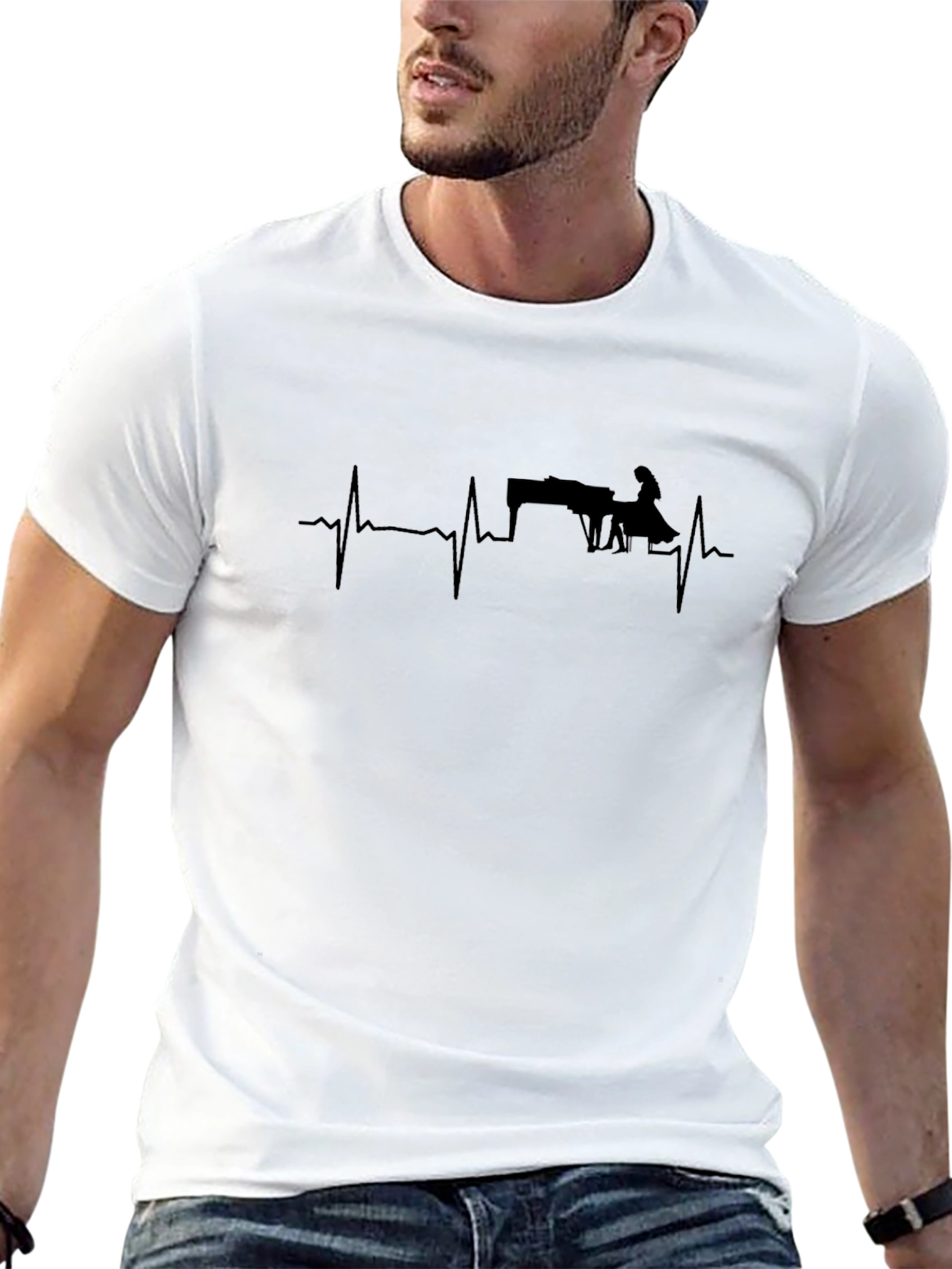 Piano Heartbeat Graphic Tee - Music Lovers Shirt