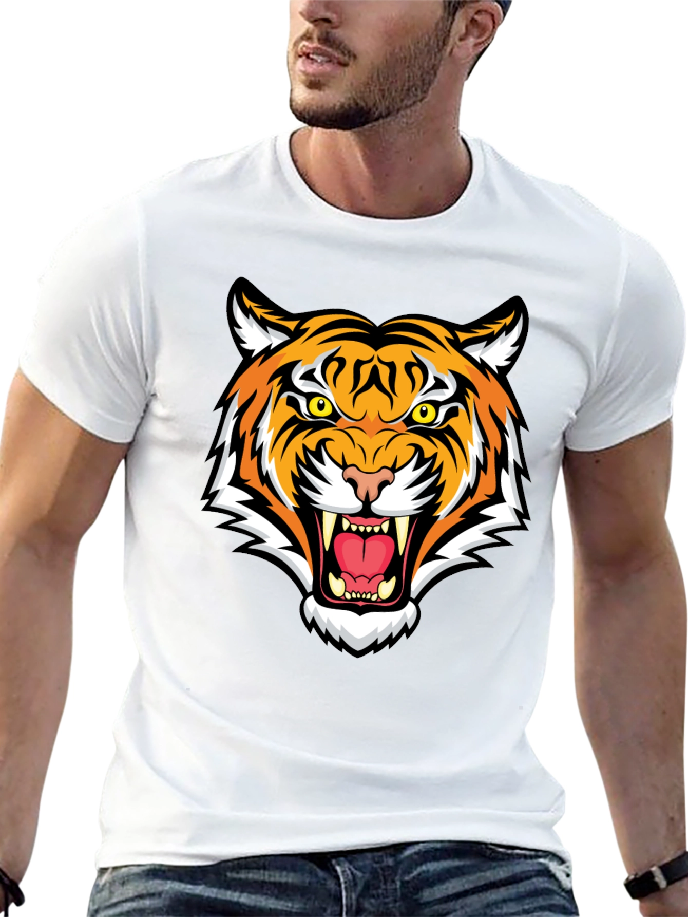 Fierce Tiger Graphic Tee - Black Cotton Blend