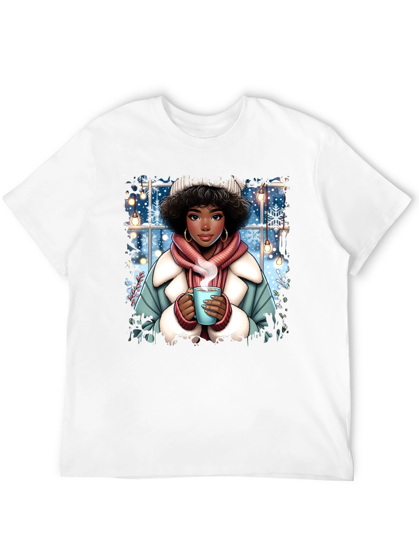 Winter Warmth T-Shirt: Cozy Girl Design