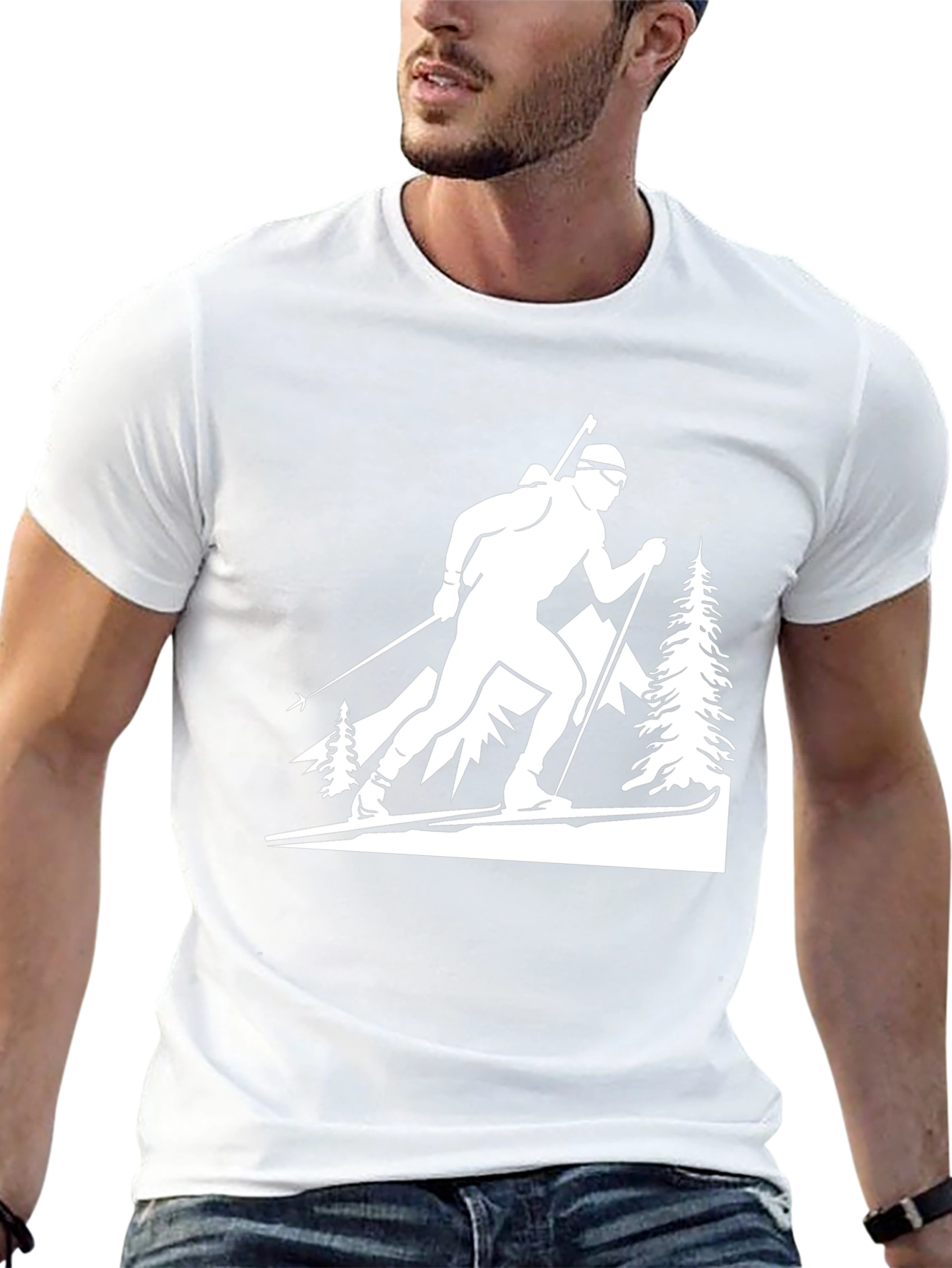 Biathlon Skier Graphic Tee - Black