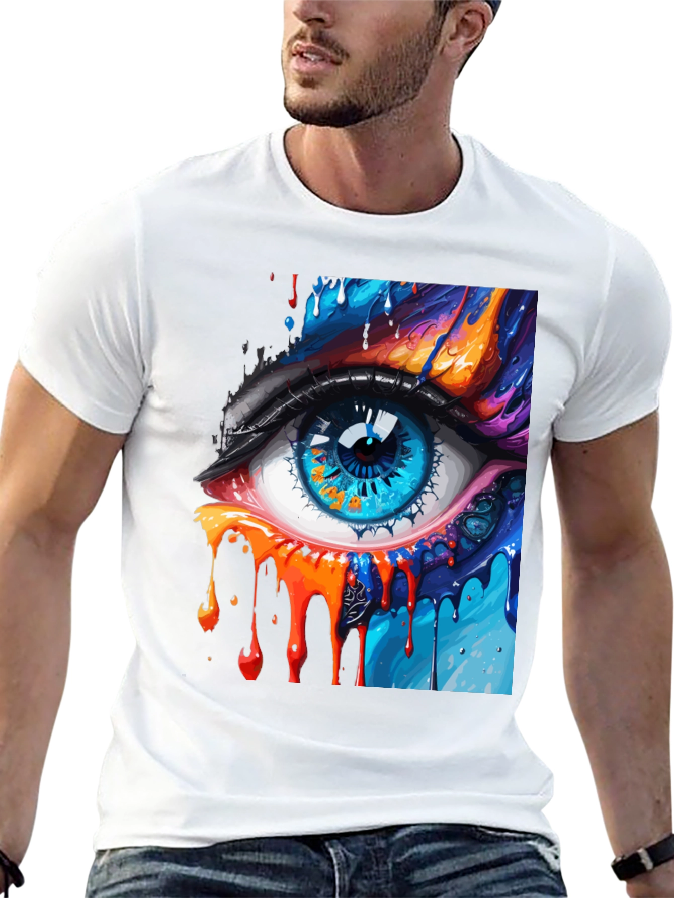 Abstract Eye Graphic Print Black T-Shirt