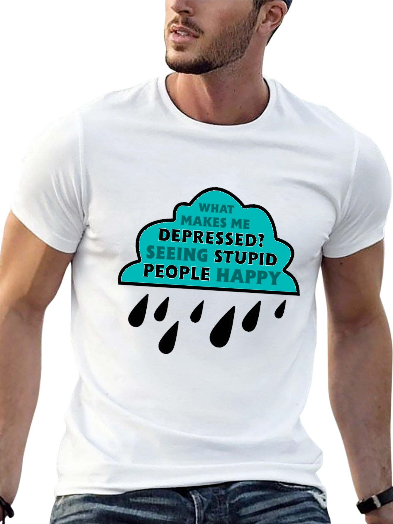 Depressed Seeing Stupid People T-Shirt - Funny Sarcastic Tee