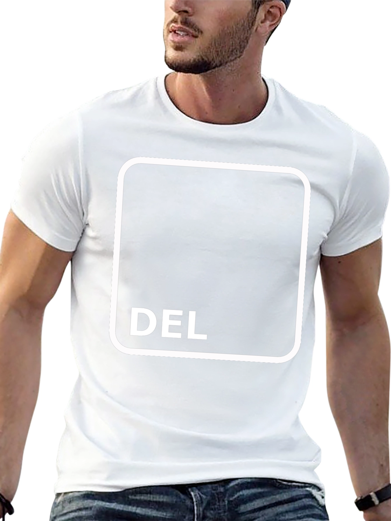 Black T-Shirt with DEL Button Design