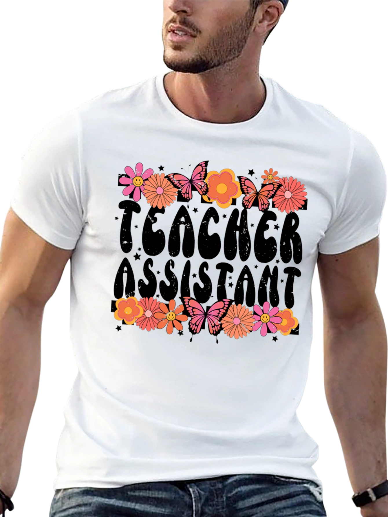 Teacher Assistant Floral Graphic T-Shirt