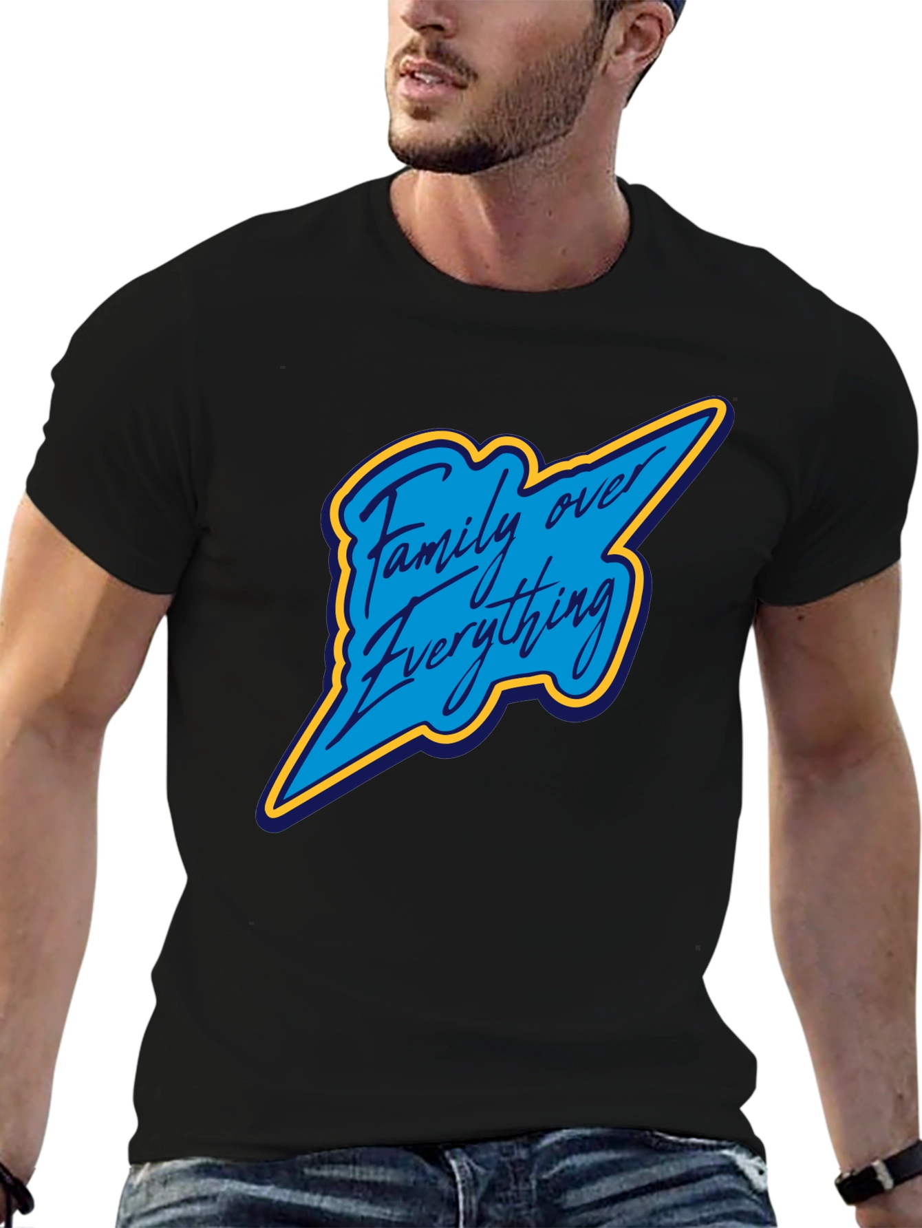 Family Over Everything Graphic Tee - Black