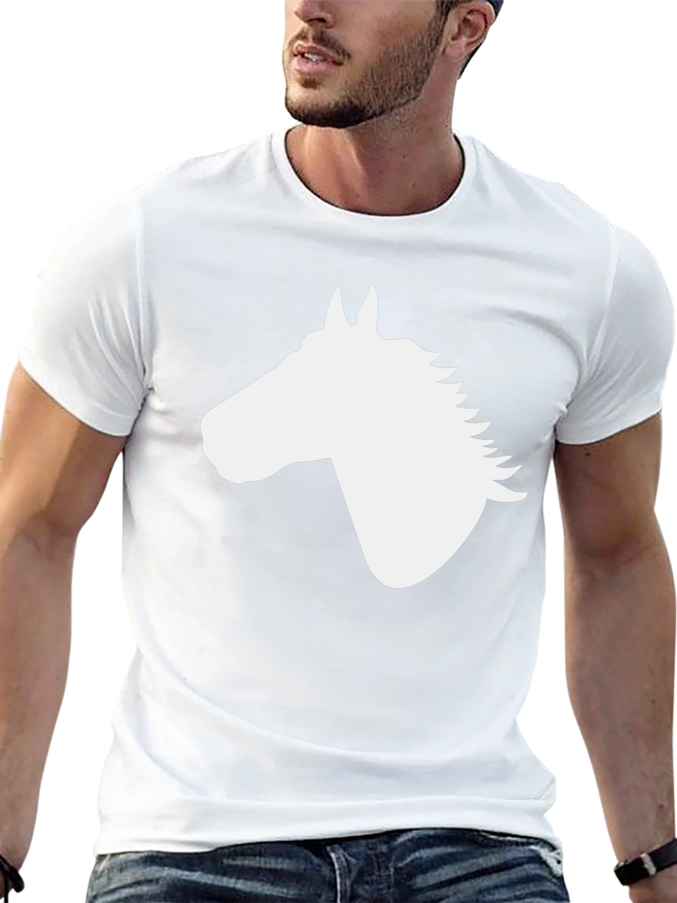 Horse Silhouette Graphic Tee - Black Cotton Blend