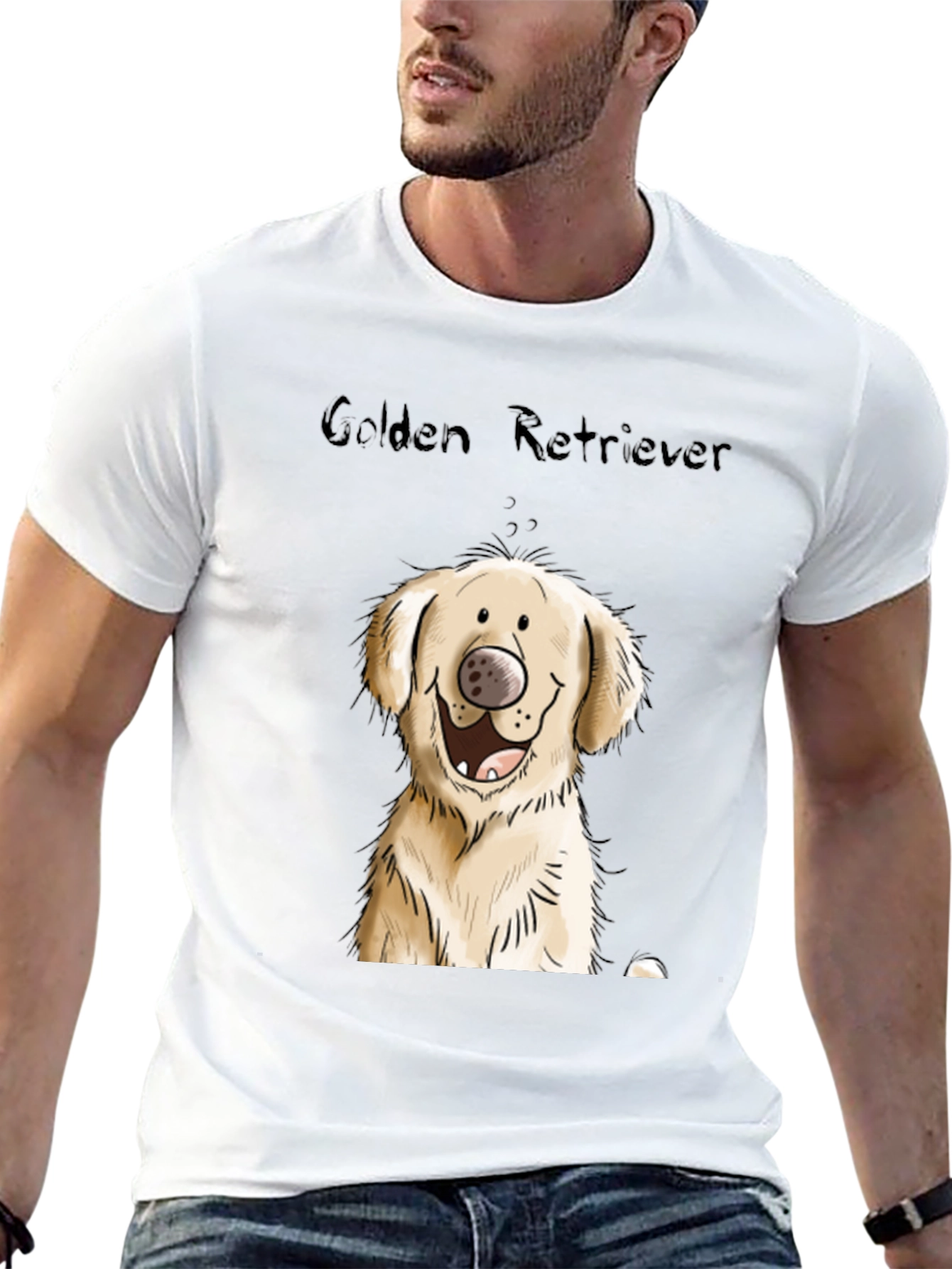 Golden Retriever Cartoon Black T-Shirt