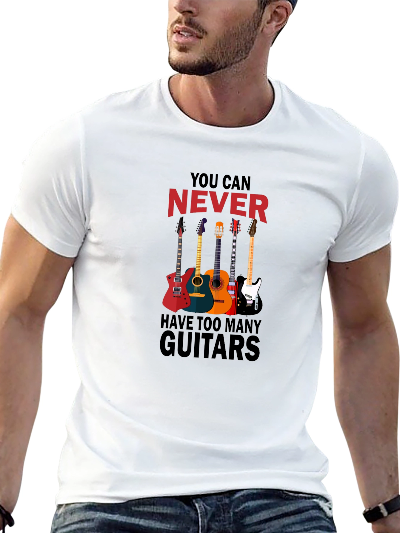 Never Too Many Guitars Black T-Shirt