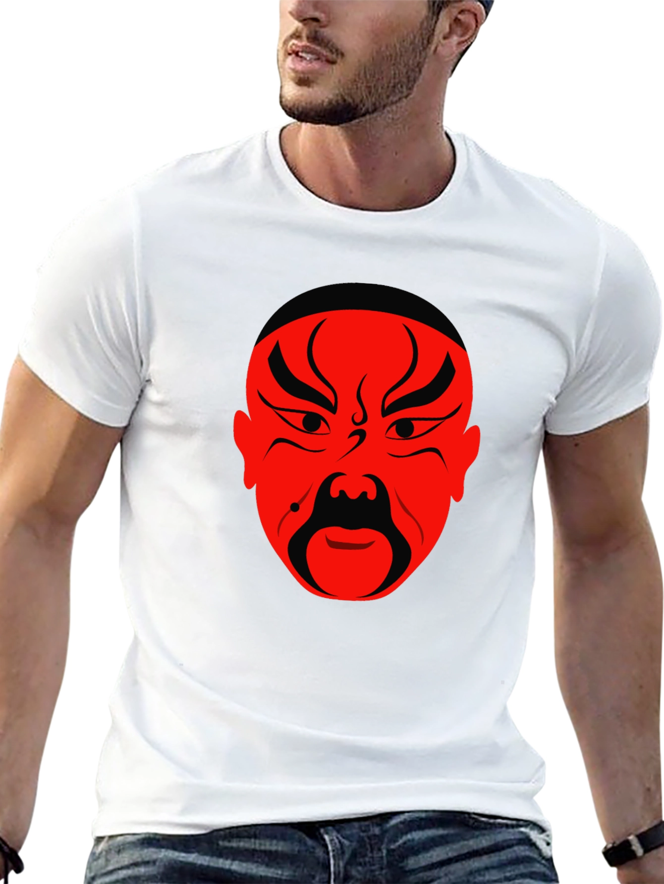 Dramatic Red Face Black T-Shirt