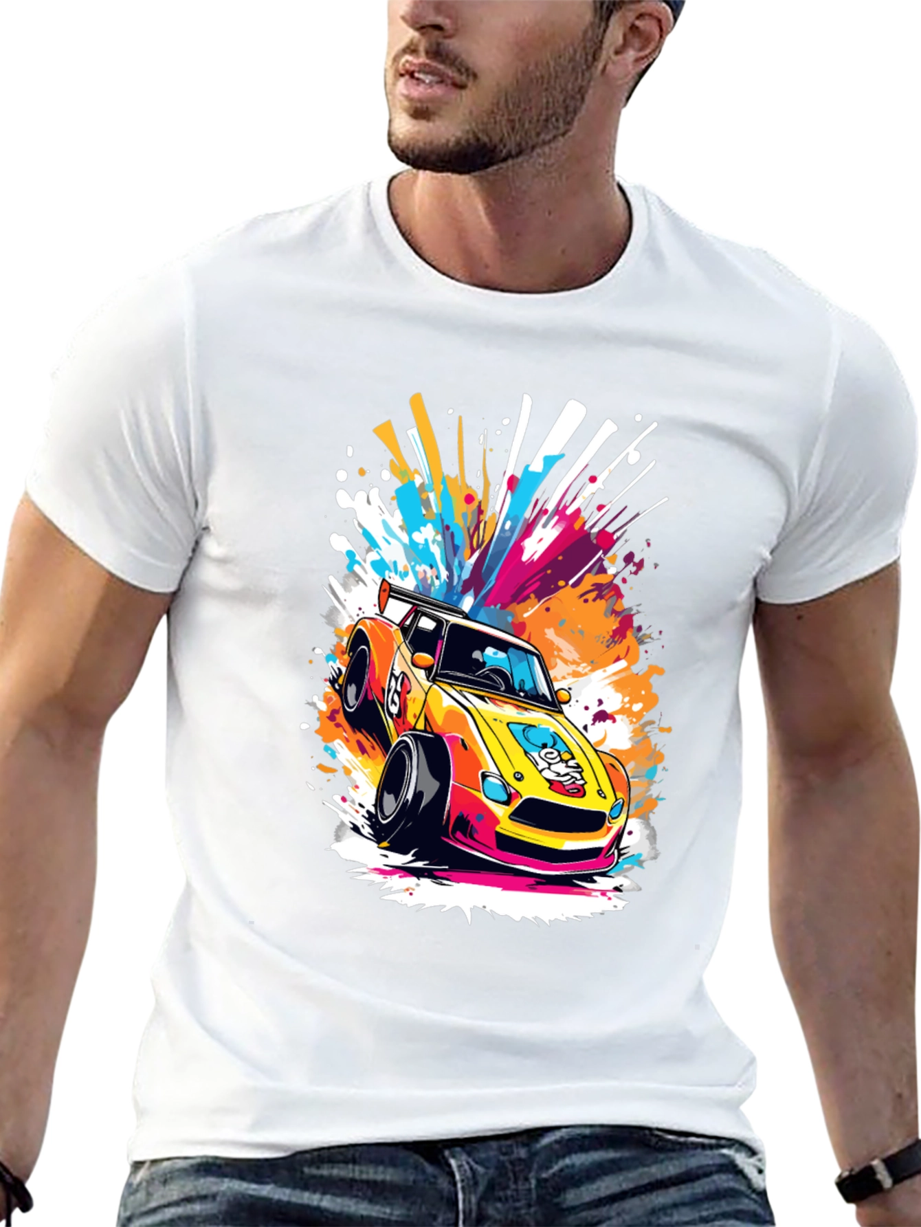 Racing Car Graphic Tee - Stylish Black T-Shirt