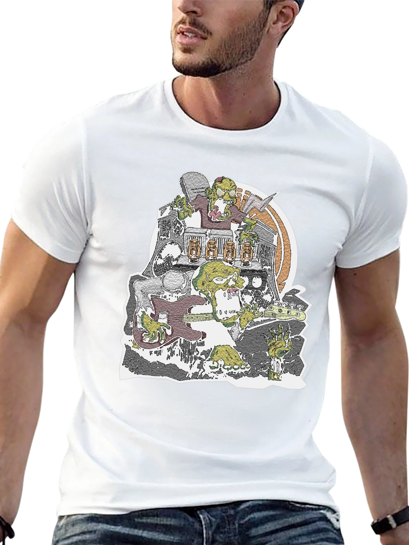 Zombie Band Graphic T-Shirt - Black Crew Neck