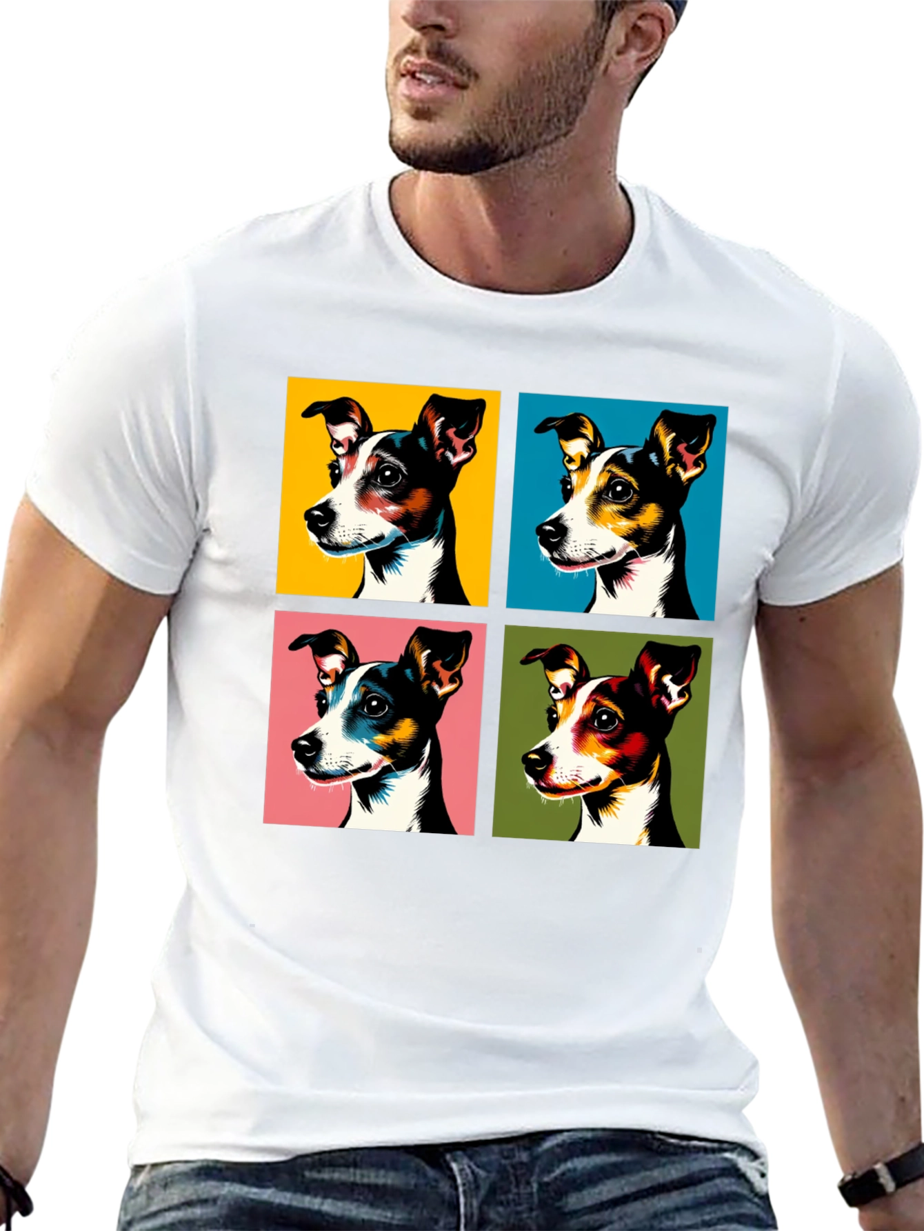 Pop Art Dog Portrait T-Shirt – Colorful Graphic Dog Lover Tee