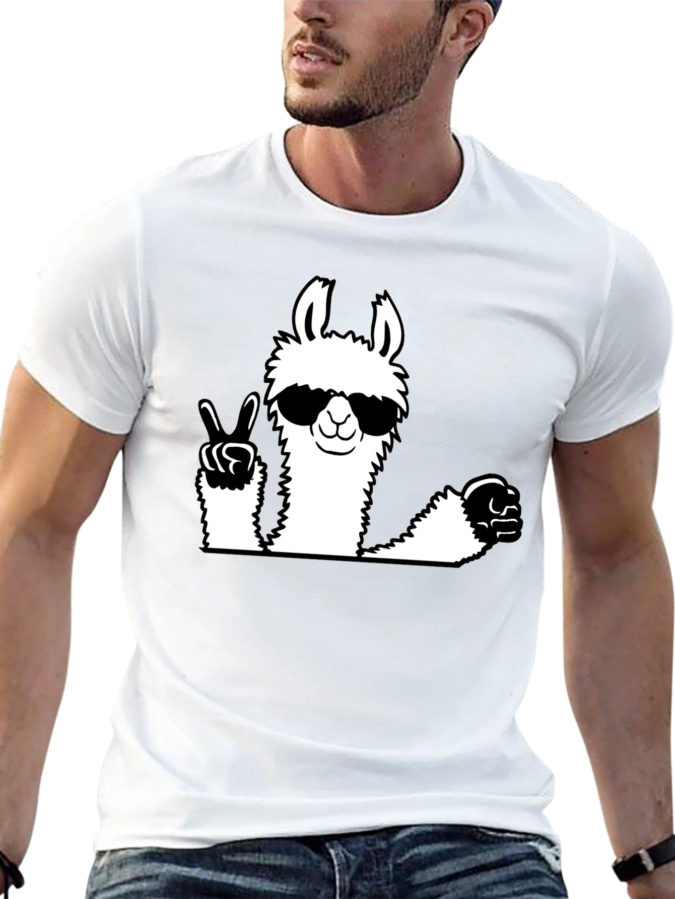 Cool Llama Graphic Tee - Peace & Style!
