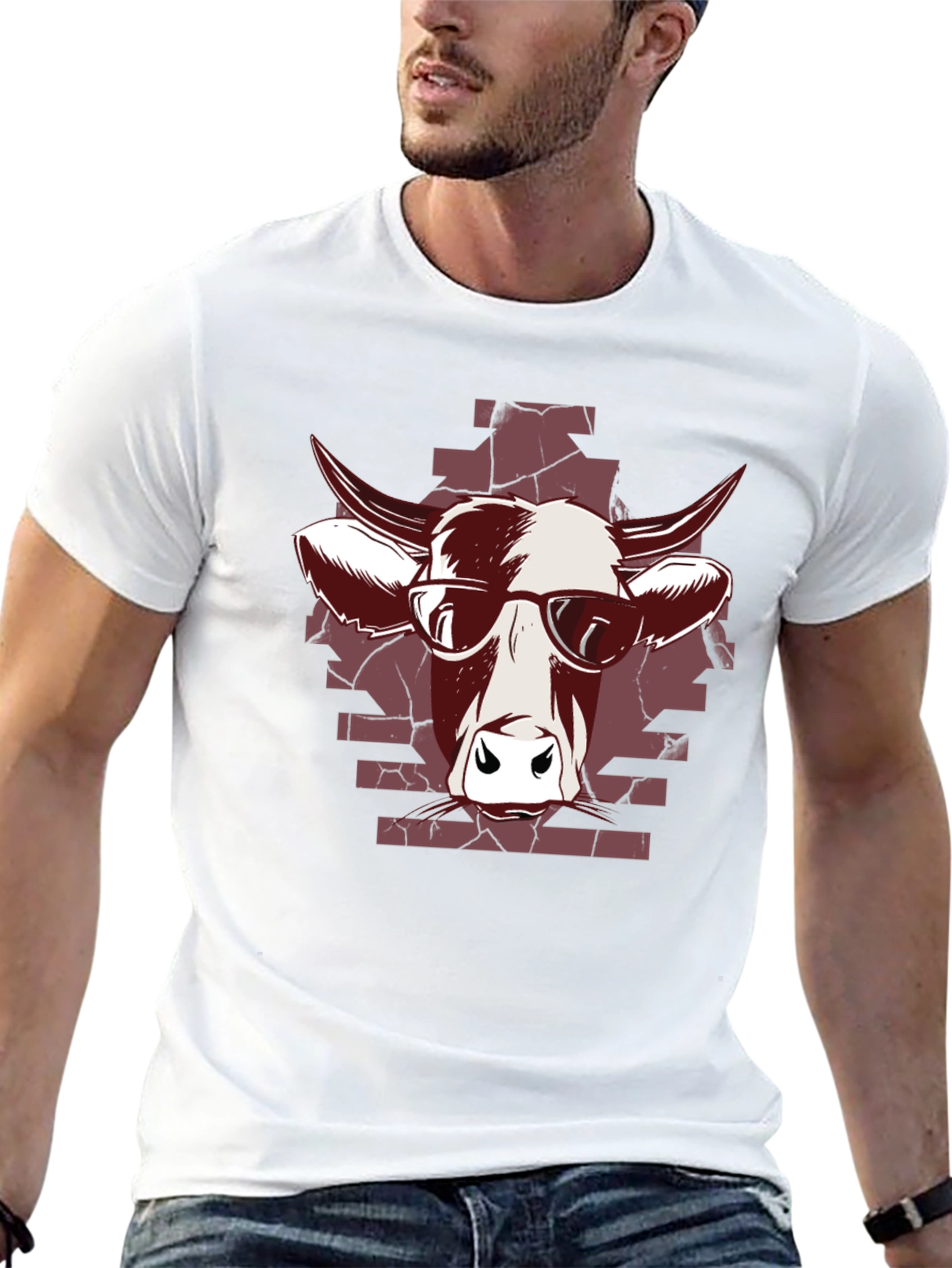 Cool Cow Graphic Tee - Black Cotton T-Shirt