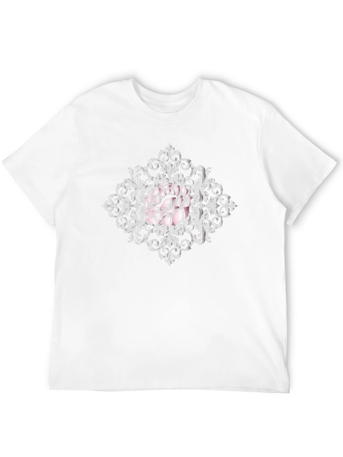 Ornate Floral Print Black T-Shirt