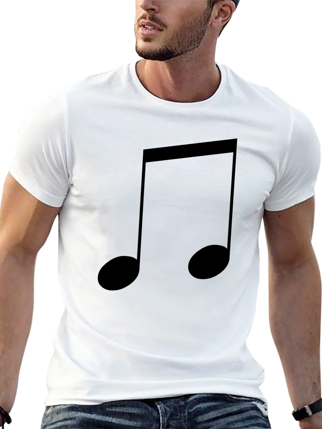 Musical Note Graphic Tee - Classic Black Cotton T-Shirt