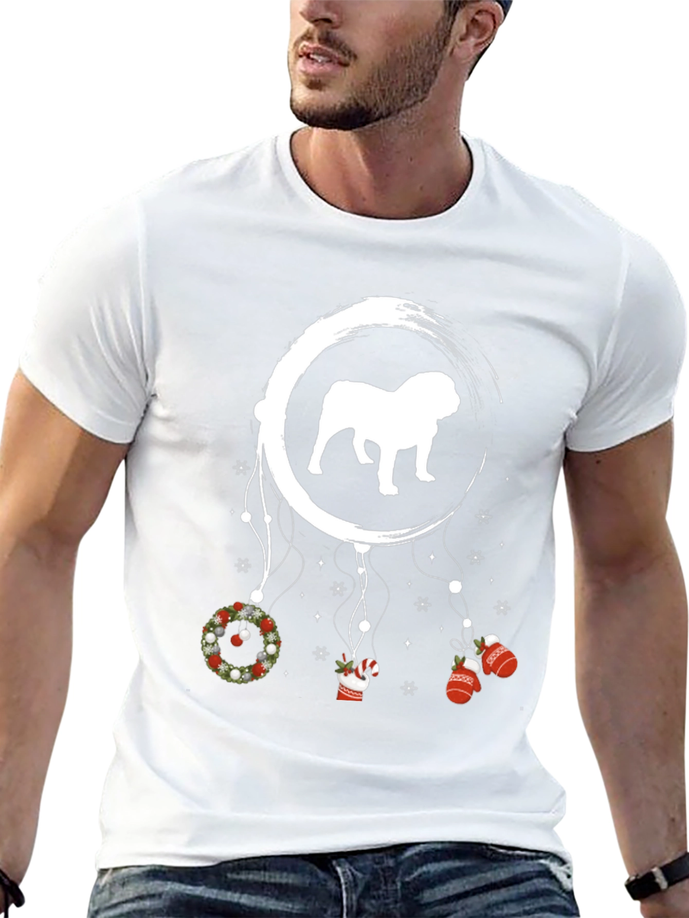 Bulldog Christmas Dreamcatcher T-Shirt – Festive Dog Lover Tee
