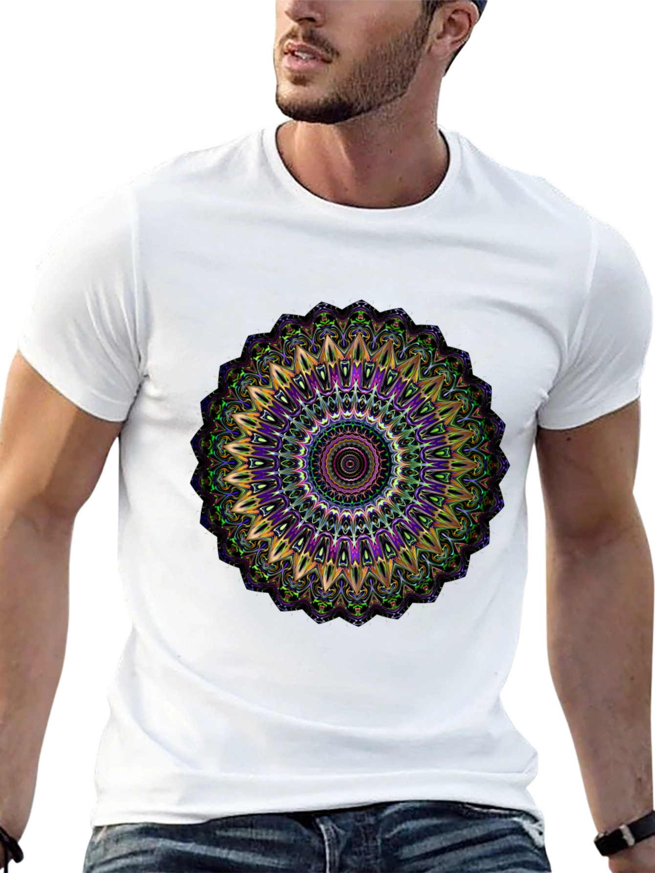 Mandala Graphic Tee - Black Cotton Blend