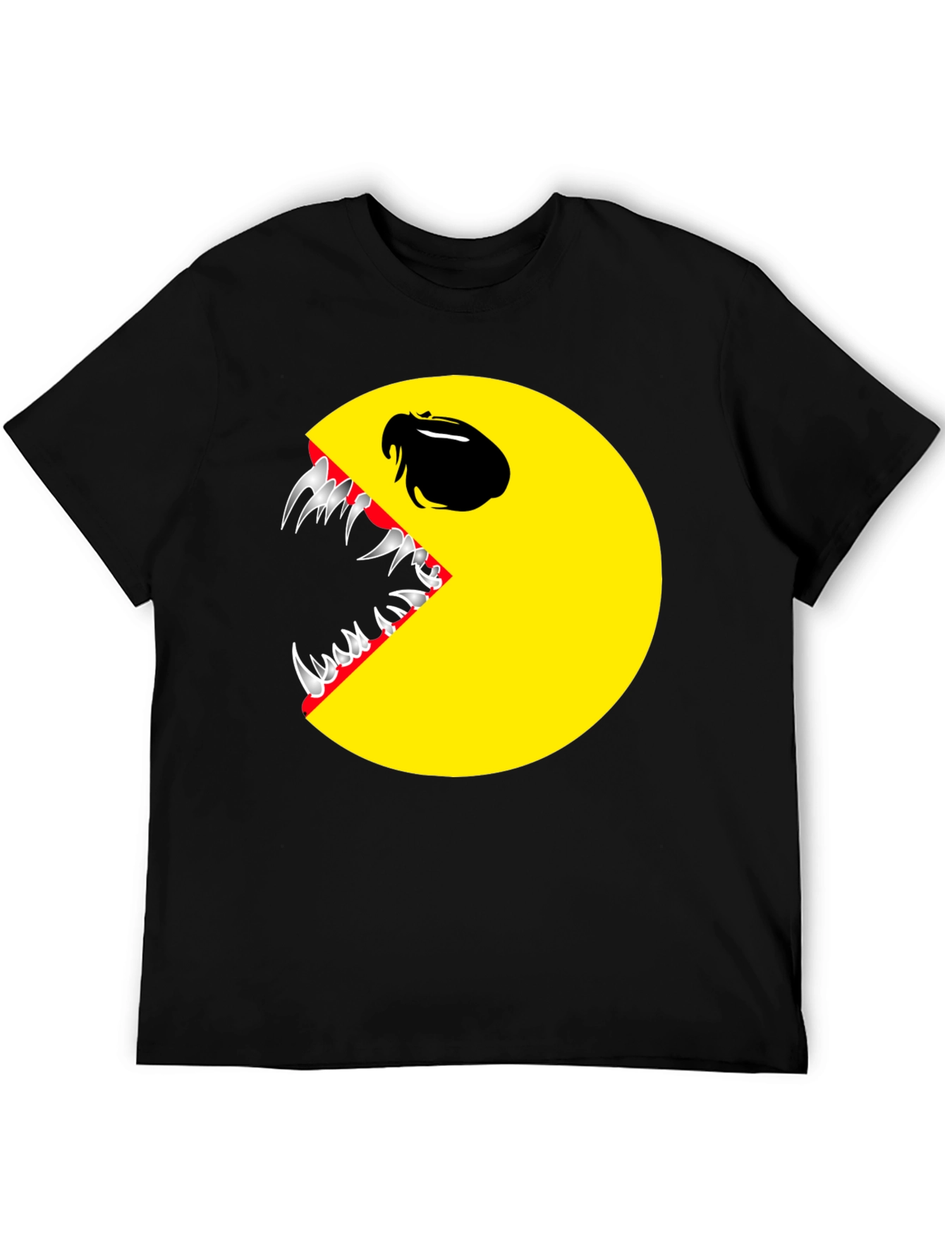 Pac-Man Monster Graphic Tee - Black Crew Neck