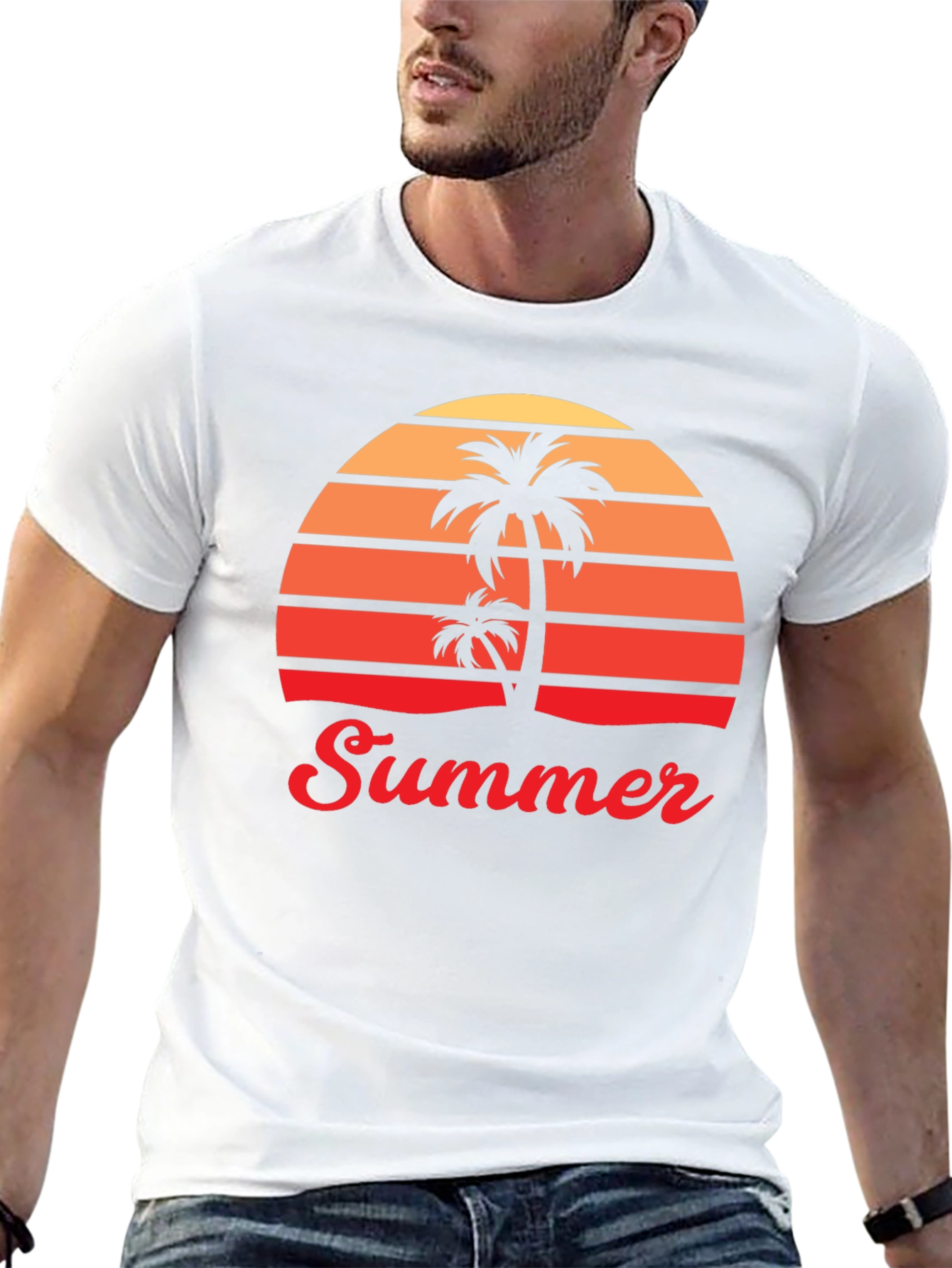 Retro Summer Palm Tree Graphic T-Shirt