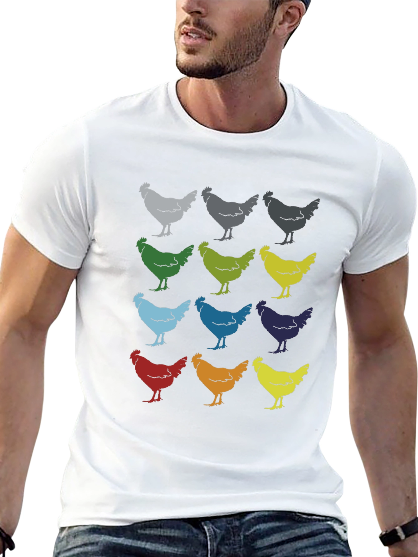Chicken Print T-Shirt - Quirky Hen Design Tee