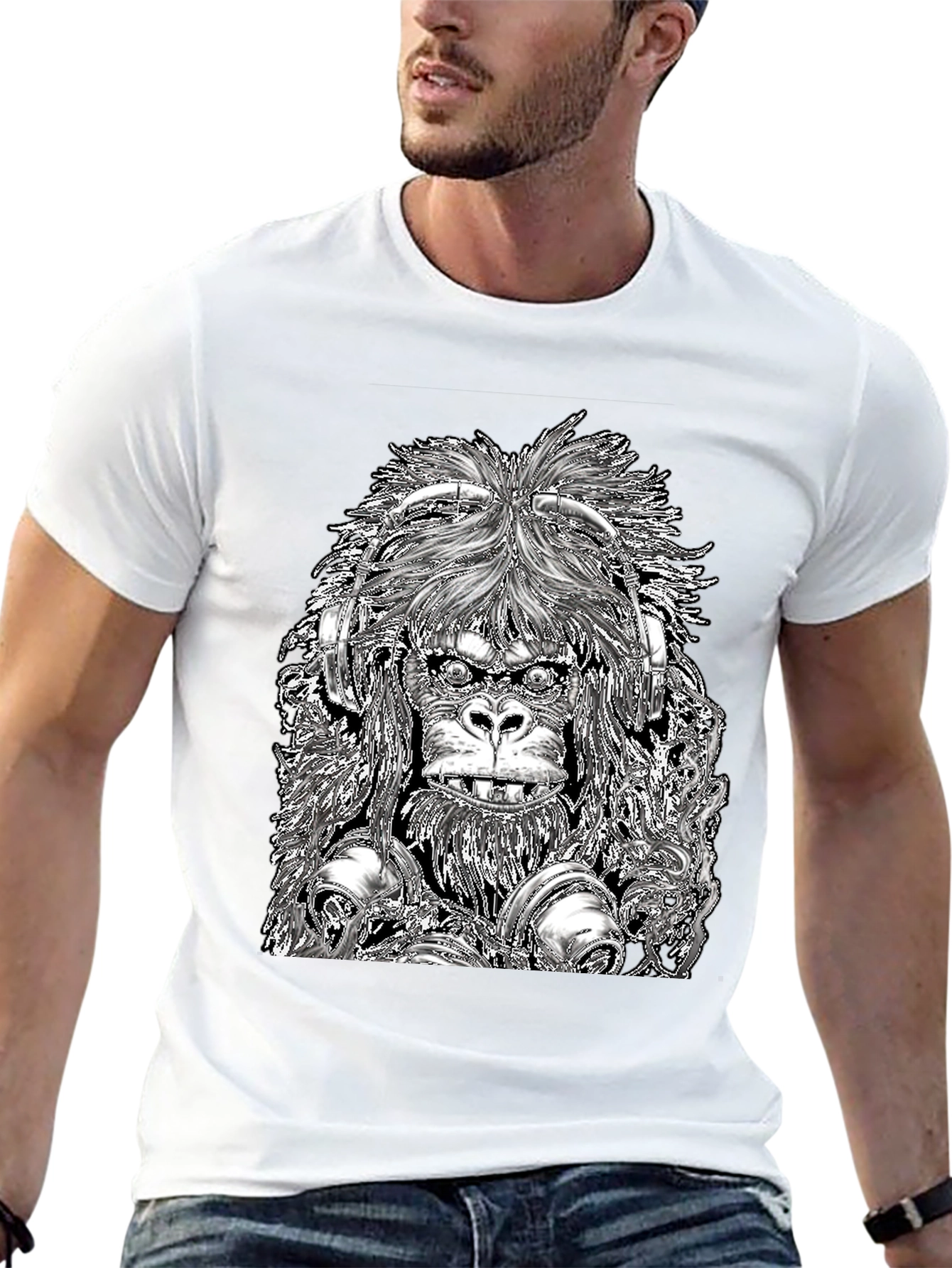 DJ Gorilla Graphic Tee - Black Cotton Blend