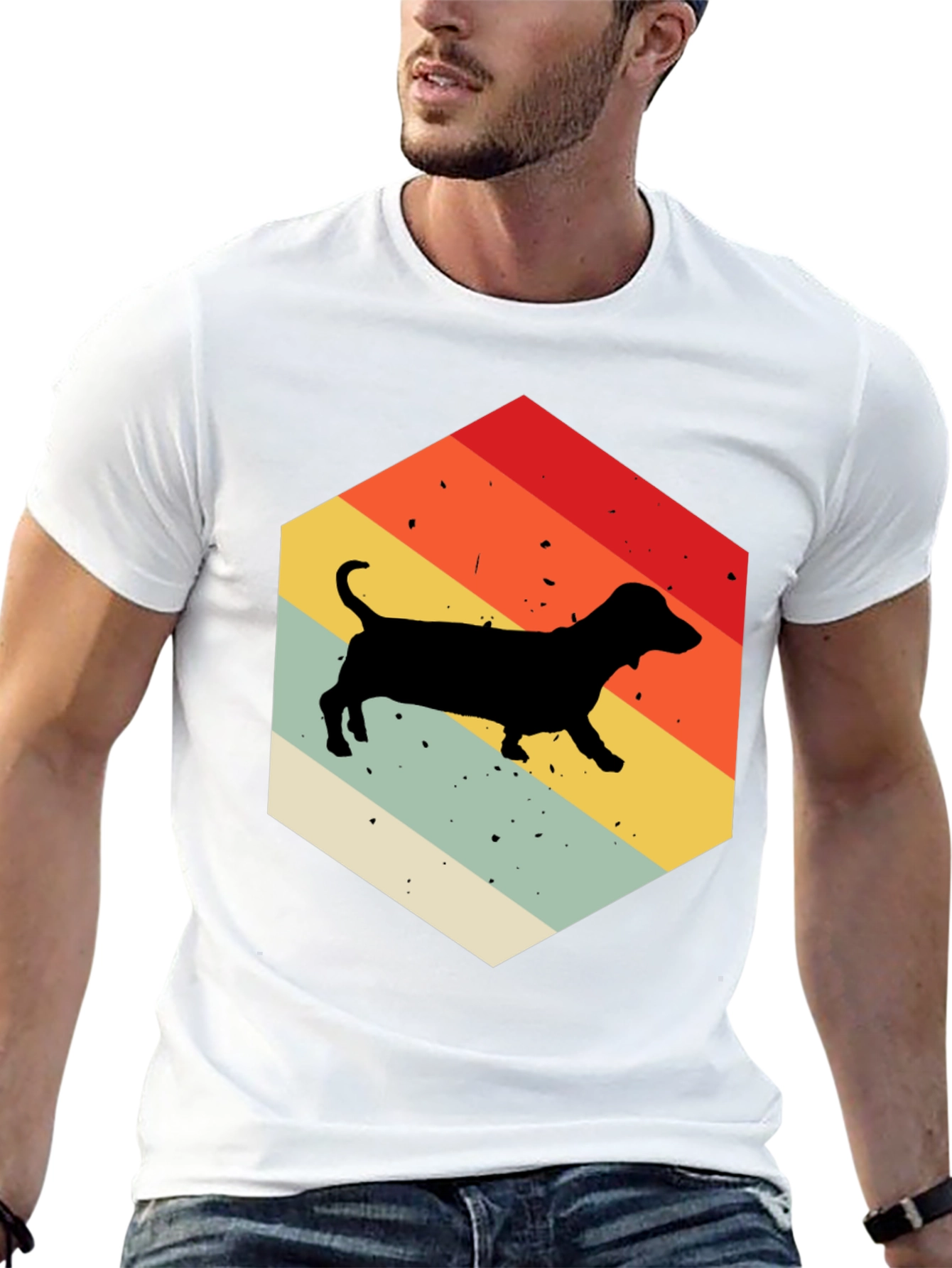 Retro Dachshund Hexagon T-Shirt