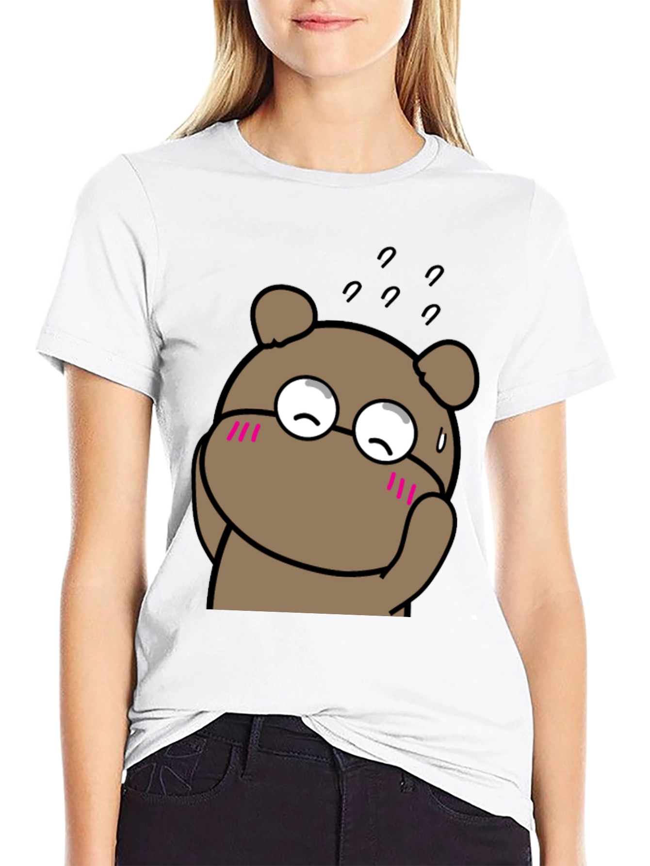 Cute Bear Graphic Black T-Shirt
