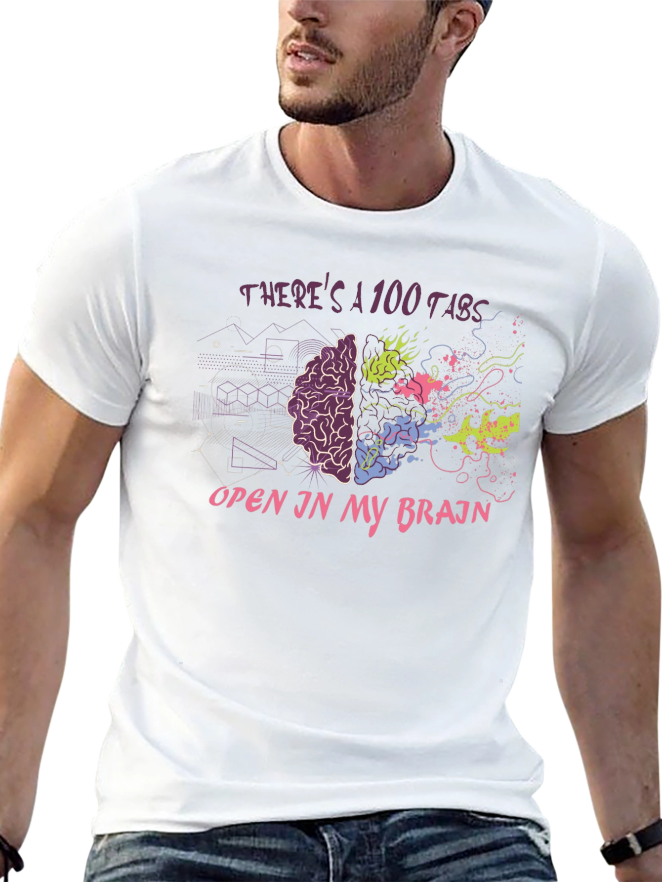 100 Tabs Brain T-Shirt - Creative & Comfortable