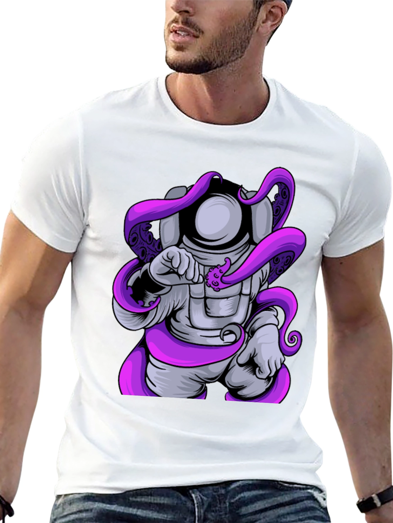 Astronaut Octopus T-Shirt - Black Graphic Tee