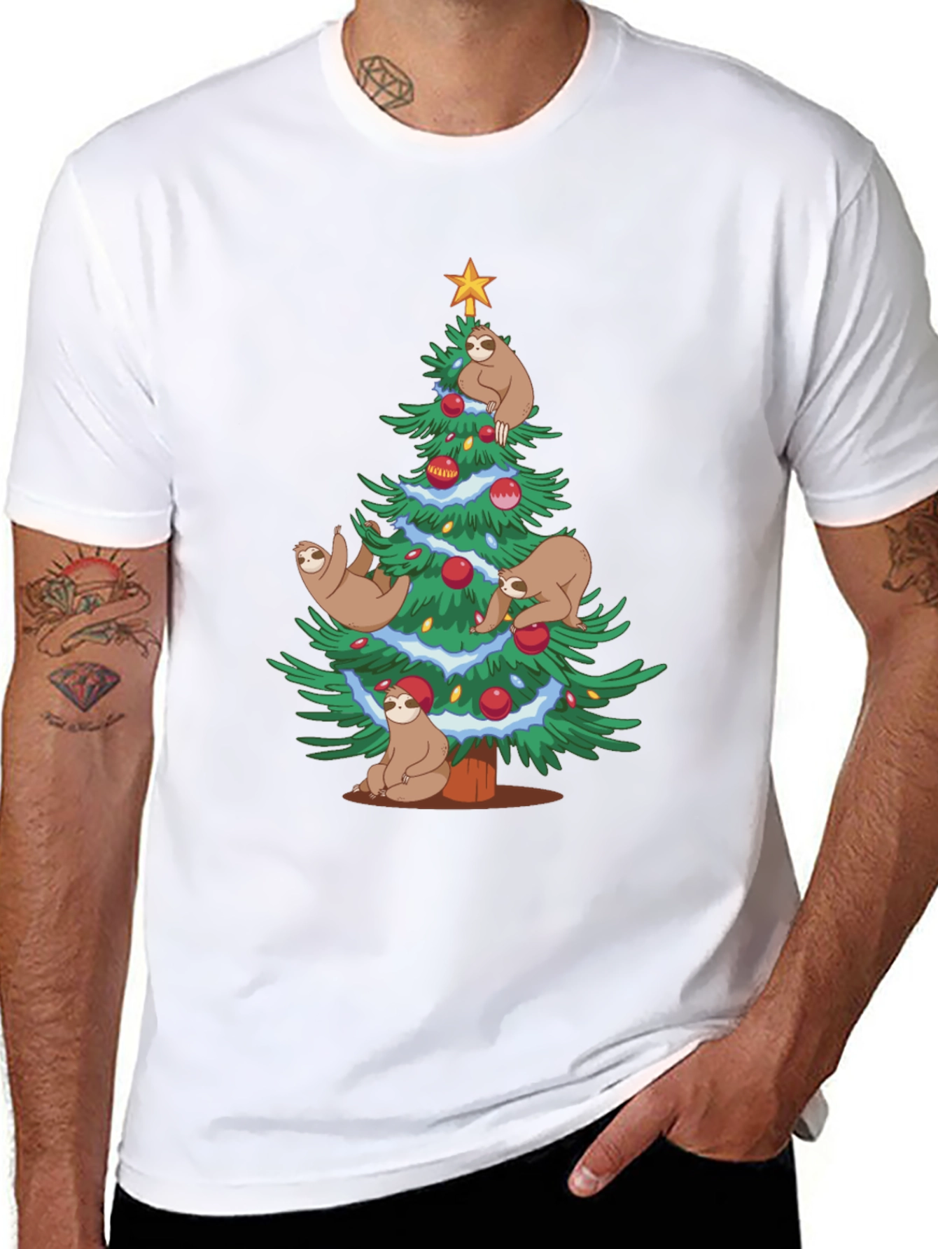 Sloth Christmas Tree Graphic Tee
