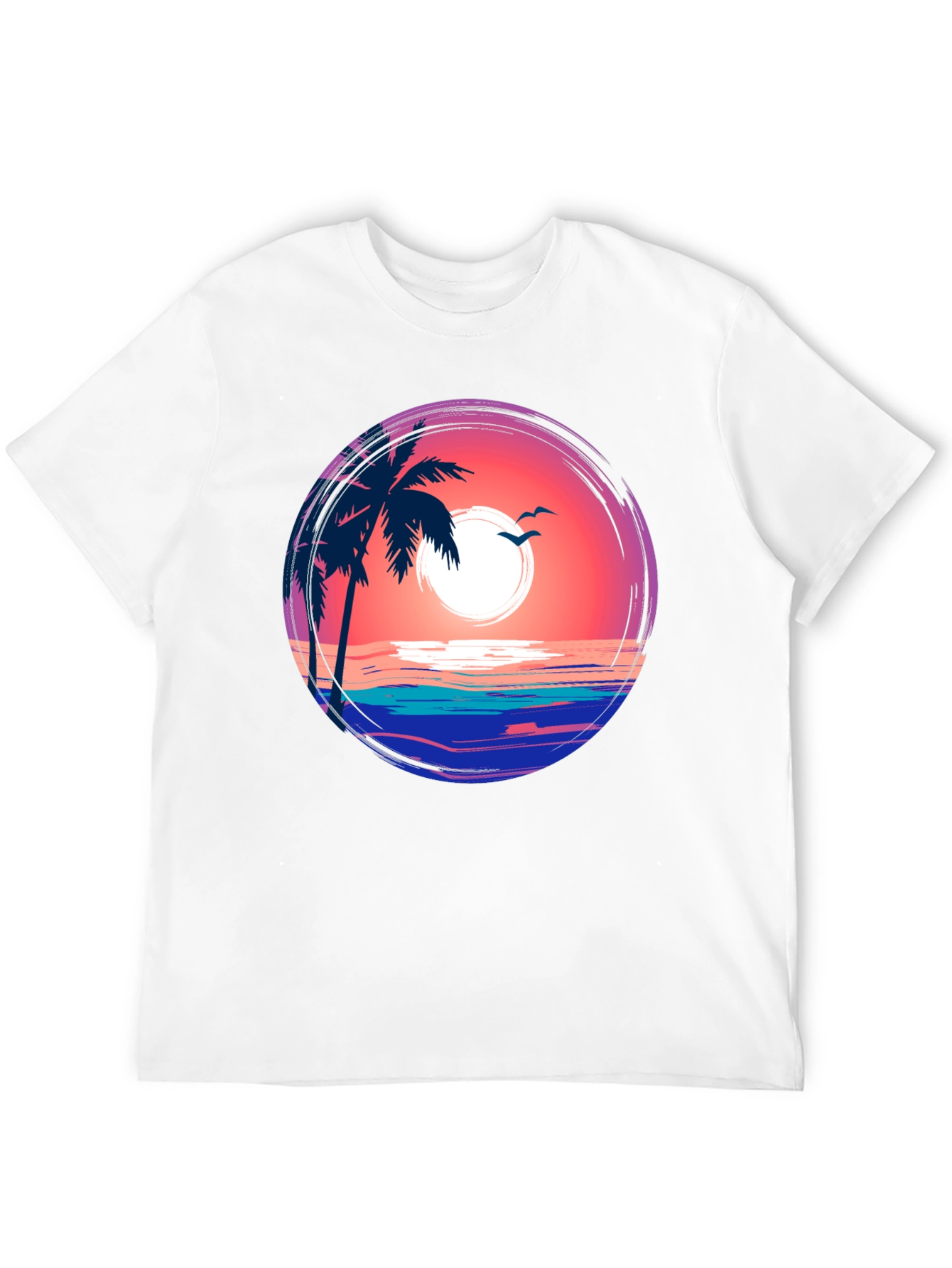 Tropical Sunset Palm Tree Graphic Tee
