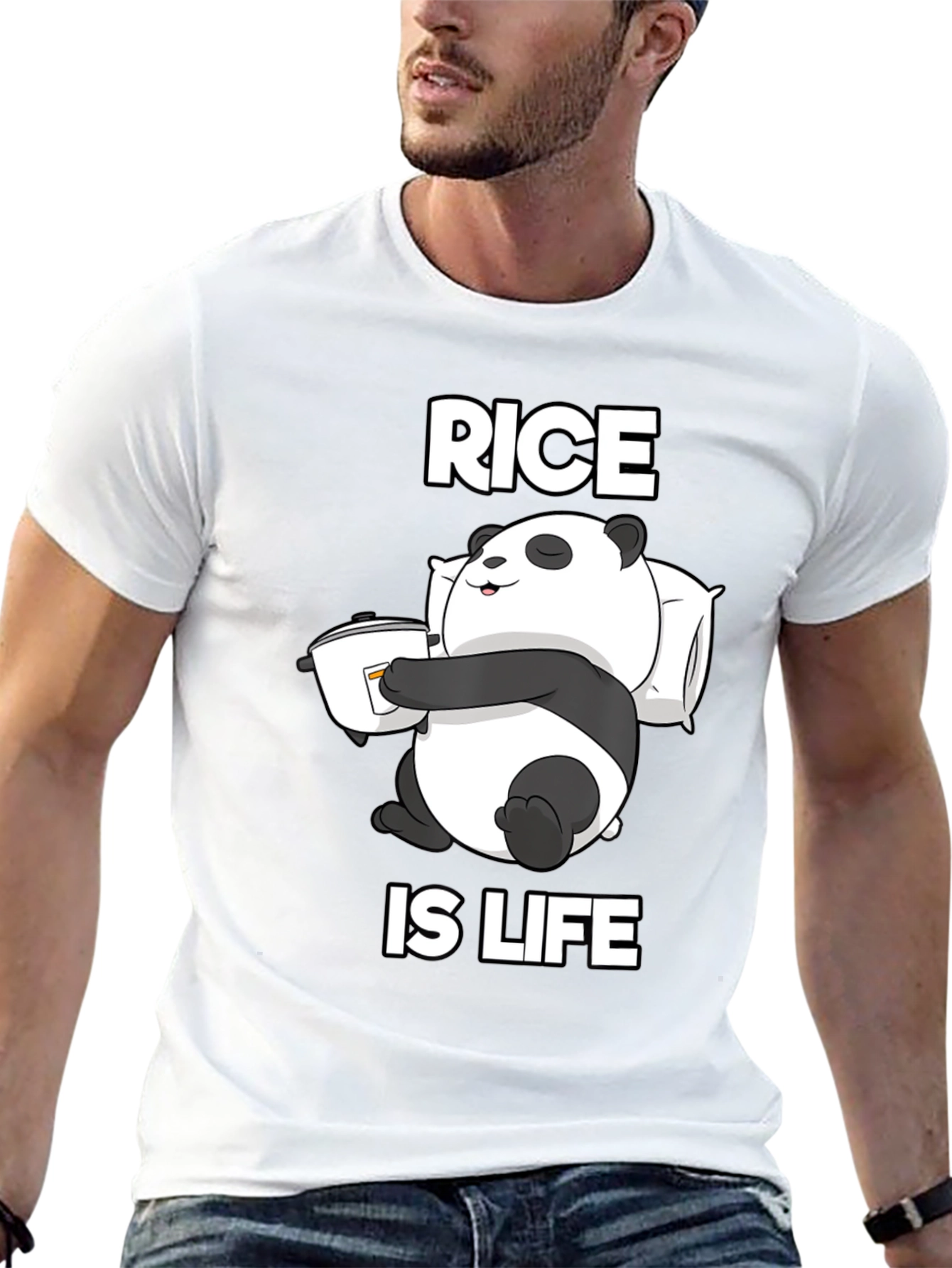 Rice is Life Panda T-Shirt - Funny Foodie Tee
