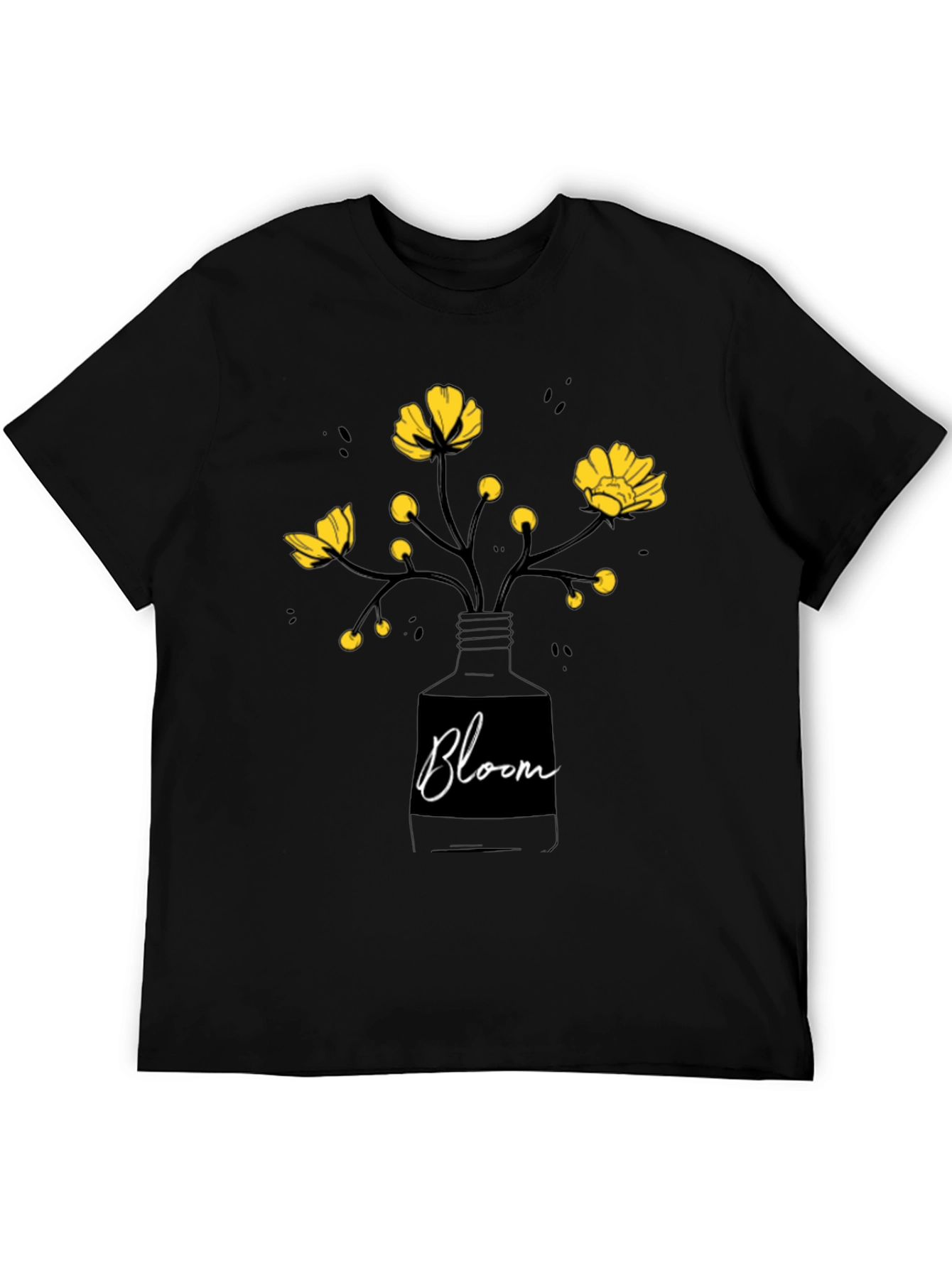 Bloom Graphic Tee - Black Cotton T-Shirt