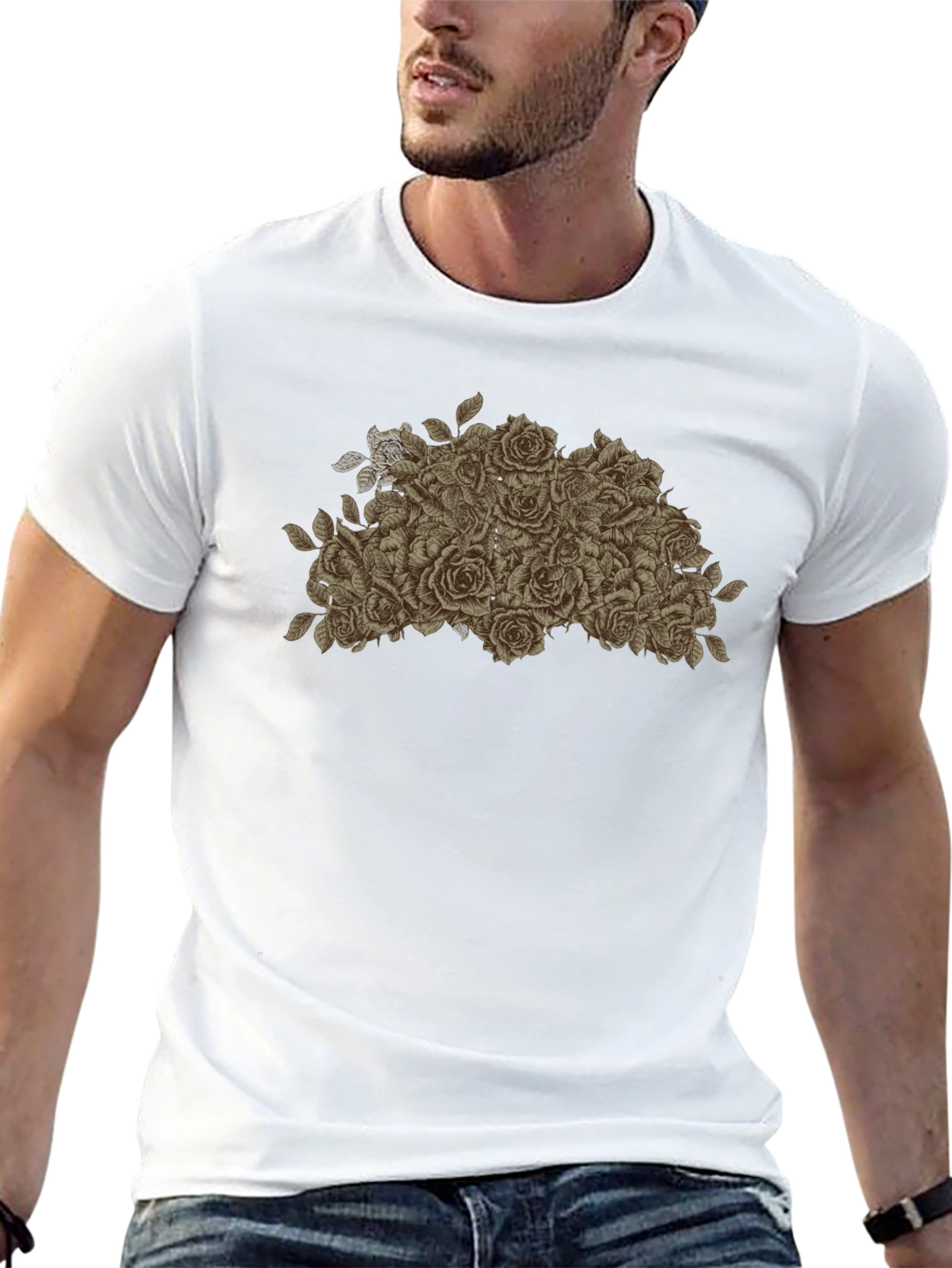 Rose Bouquet Graphic Tee - Stylish Floral Design