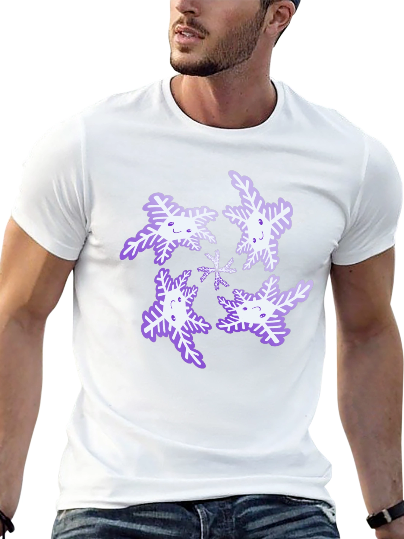 Snowflake Graphic Print Black T-Shirt