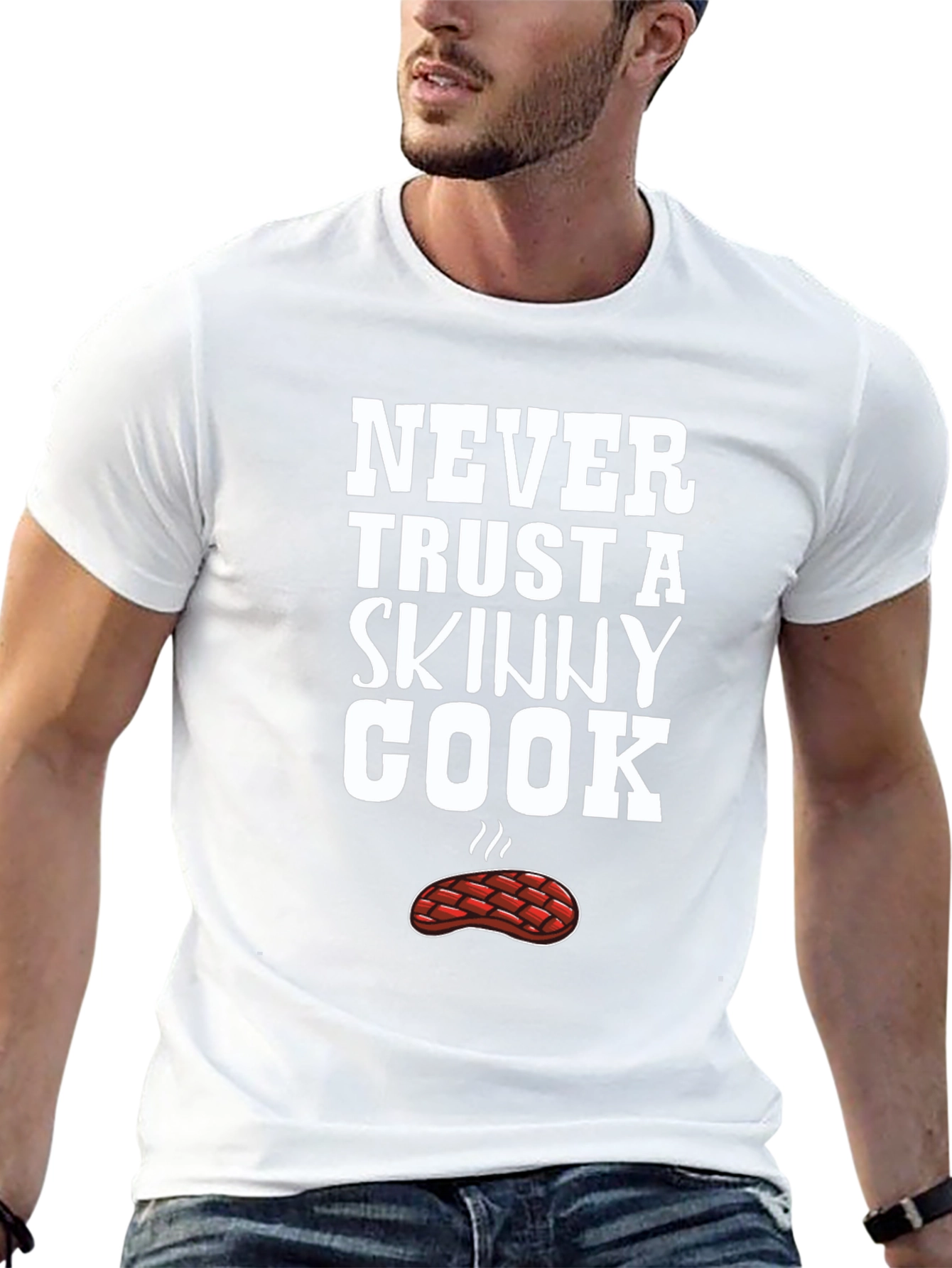 Funny Never Trust a Skinny Cook Black T-Shirt