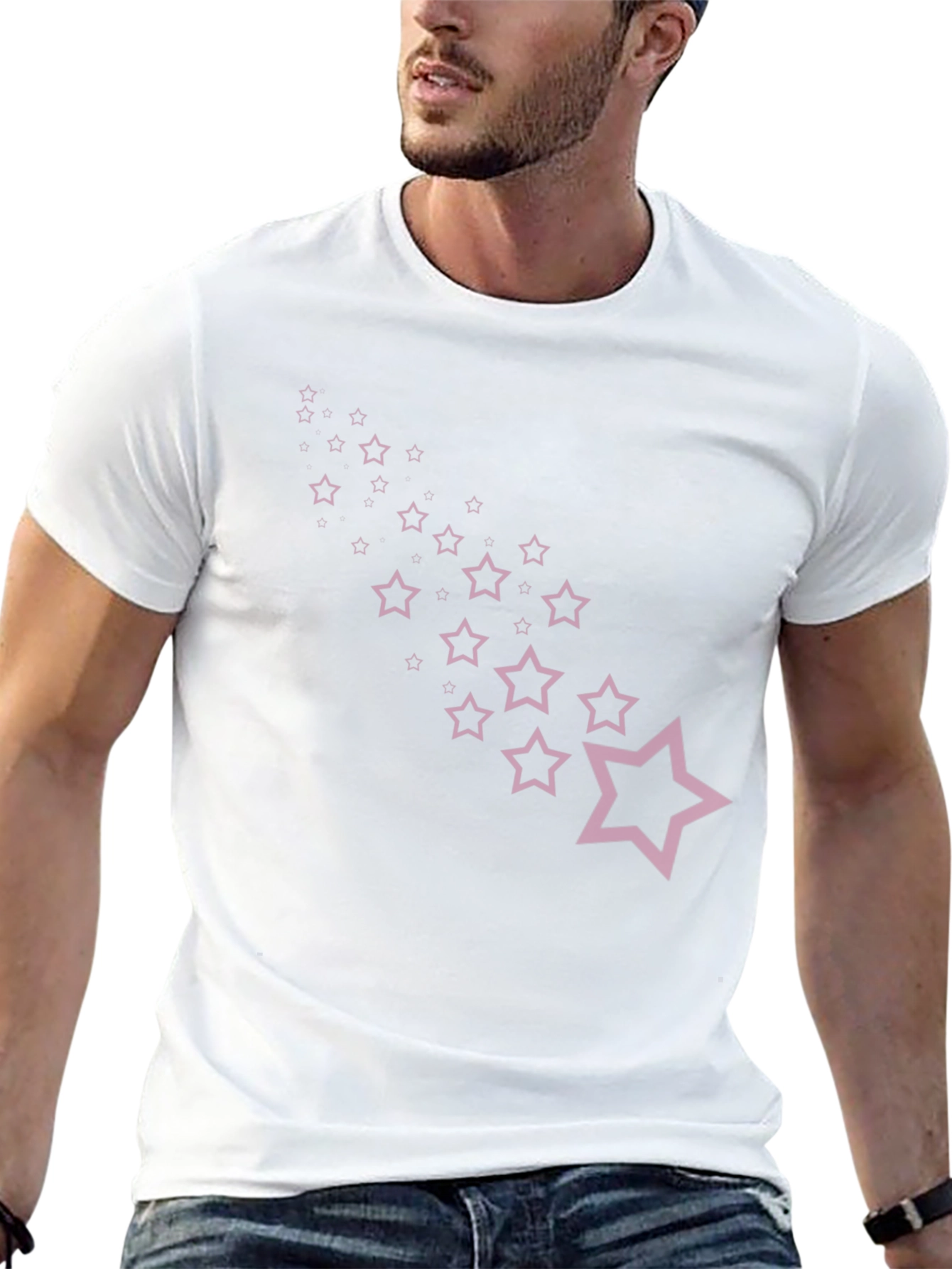 Stylish Black Tee with Star Trail Design