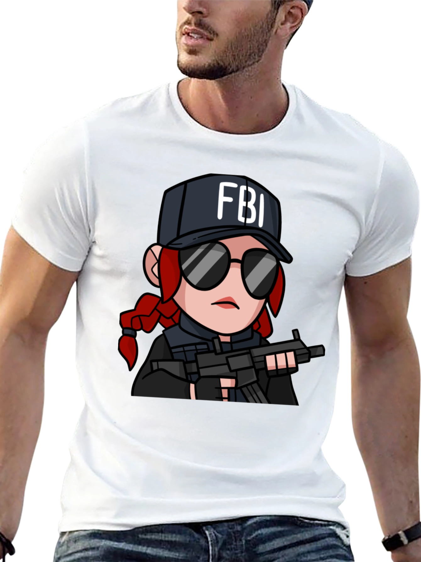 FBI Cartoon Graphic T-Shirt
