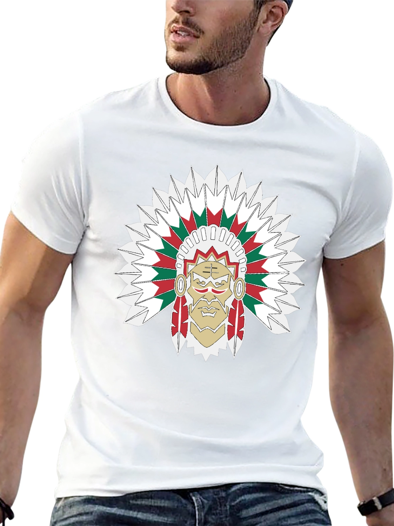 Chief Headdress Graphic Black T-Shirt