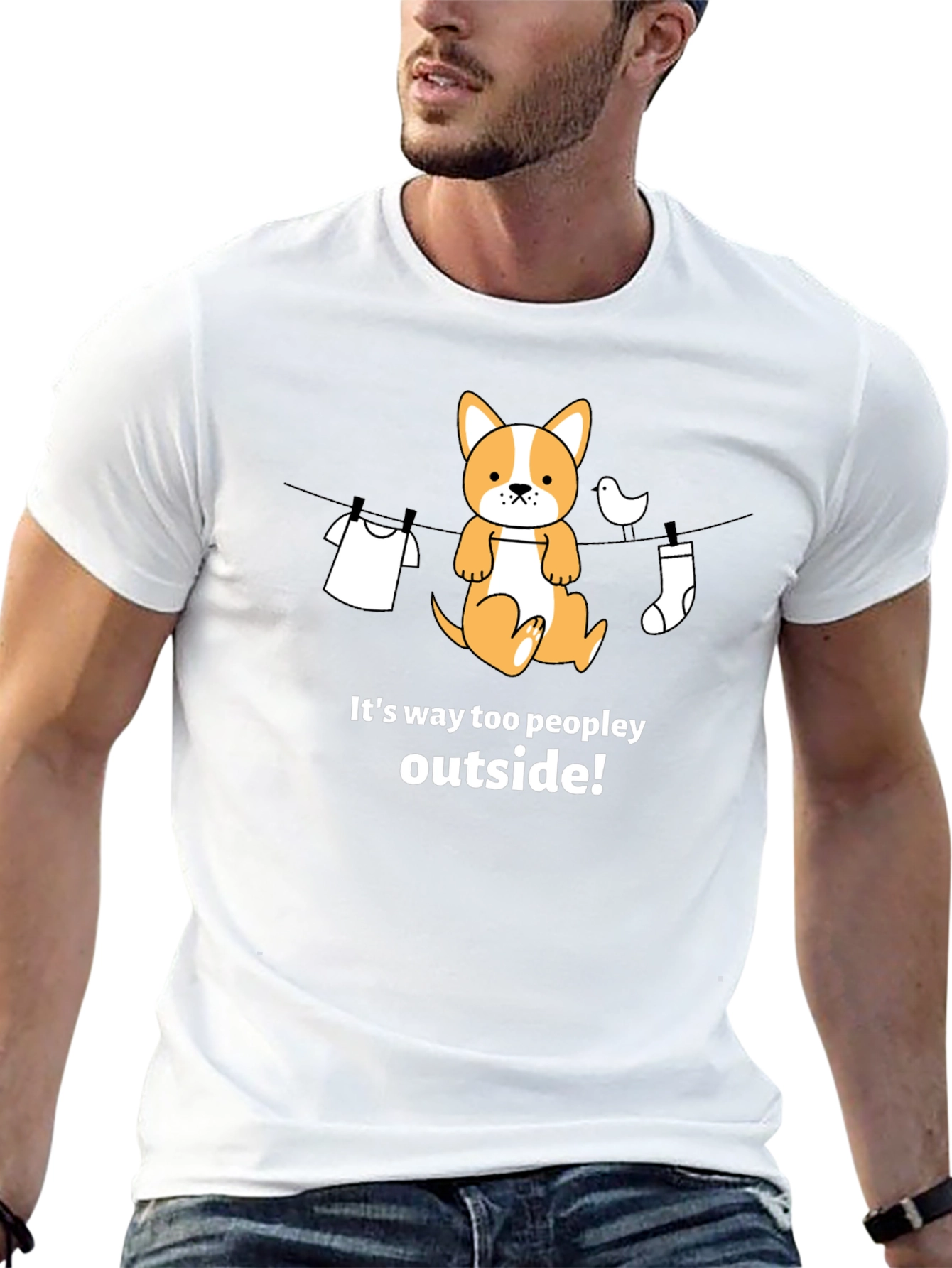 Funny Dog T-Shirt - Its Way Too Peopley Outside