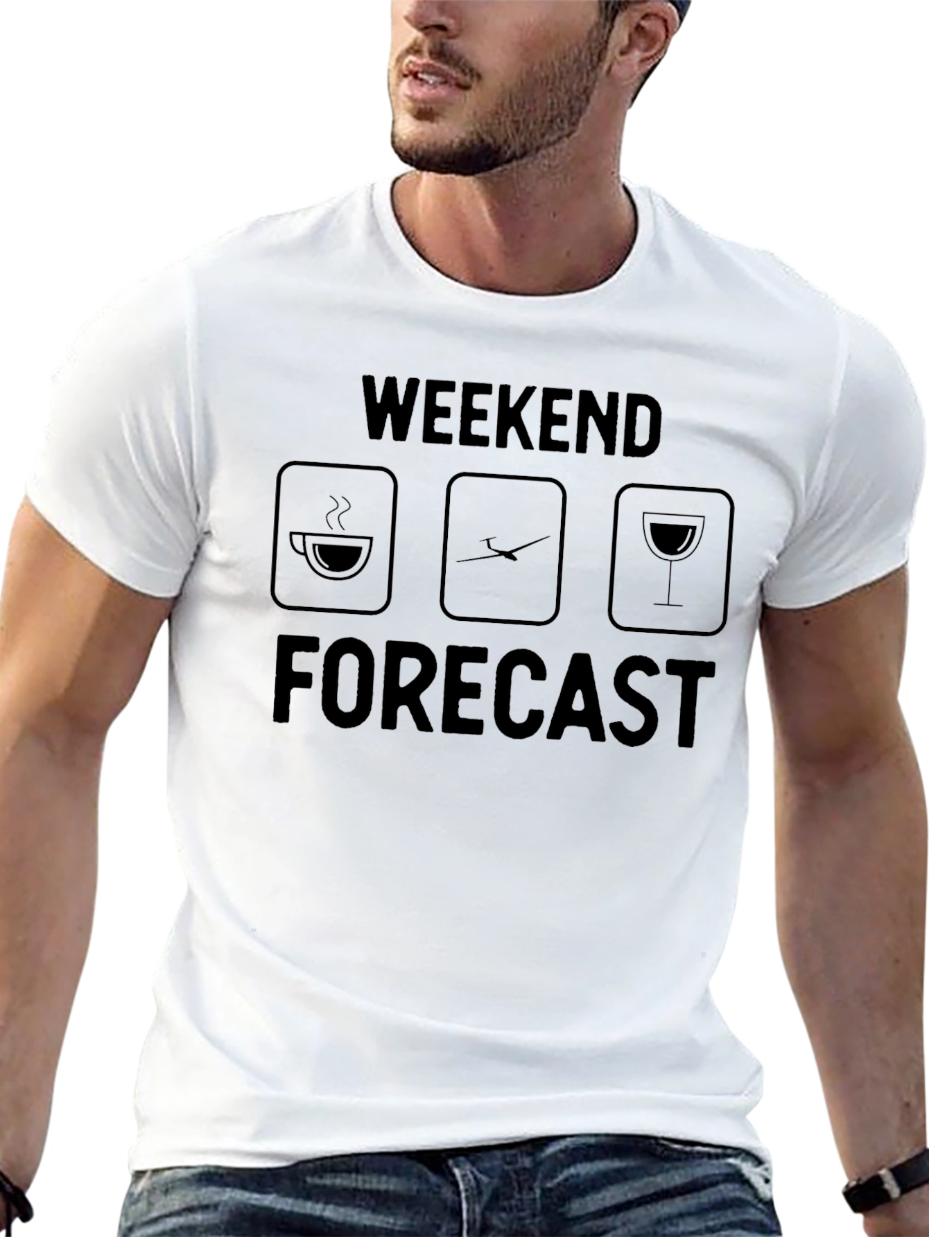 Weekend Forecast T-Shirt: Coffee Golf Wine