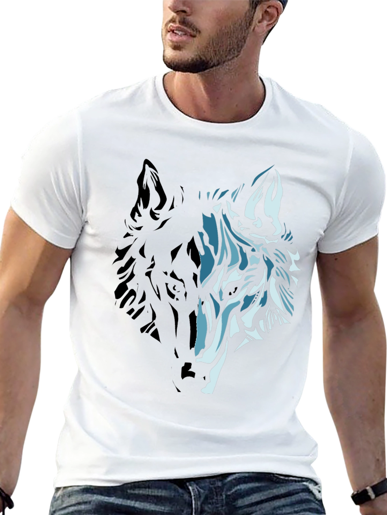 Wolf Graphic Print Black T-Shirt