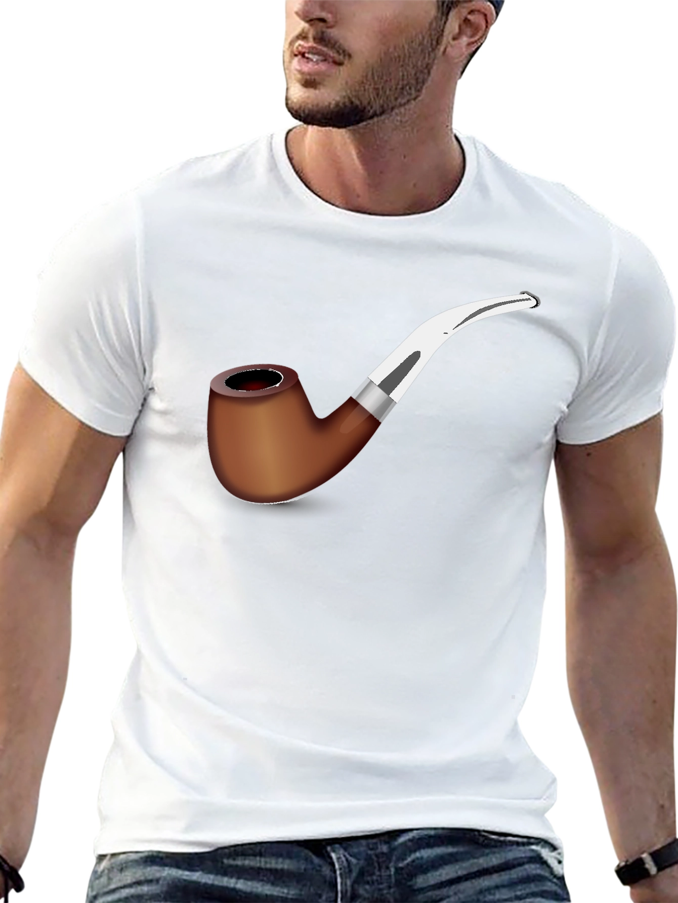 Stylish Pipe Graphic T-Shirt - Black Cotton Blend